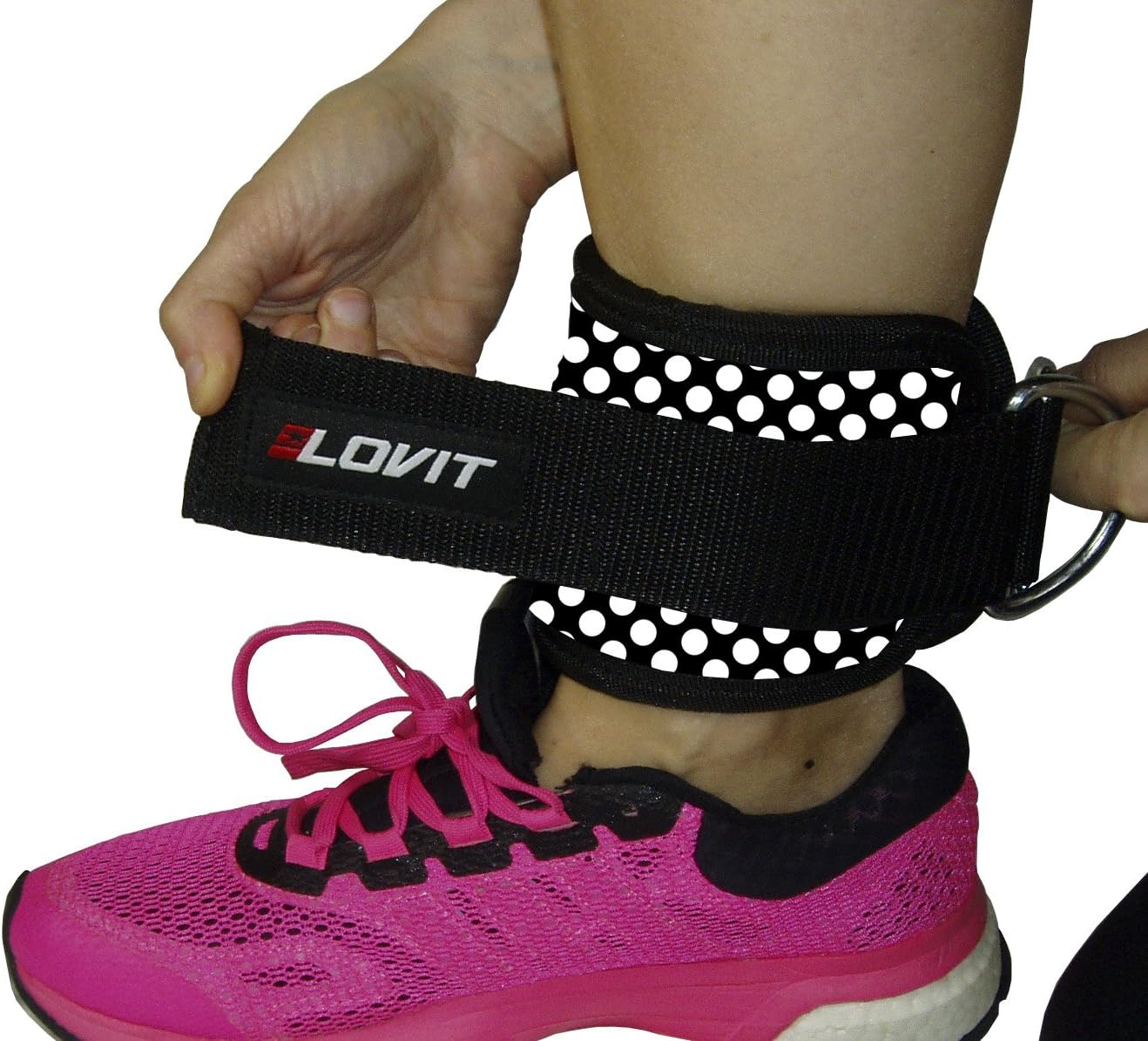 LOVIT Pair of Quality Ankle Straps Workout Cable Machines, Ankle Cuff, Resistance Bands, Workout Double Ring Weight Lifting Gym, for Women and Men– Set of 2 (Multiple Colors)