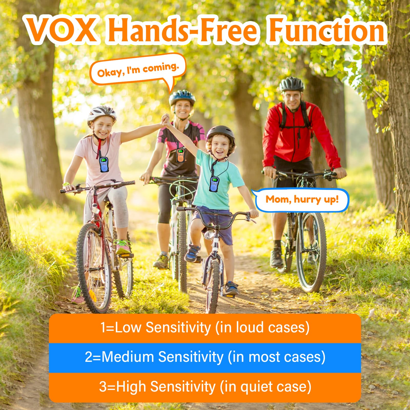 Talkie Walkie Enfants Rechargeable, Pakinui Talkie Walkie Longue Portée 3 KM avec Batterie 1000mAh, Ensemble de 2 Talki Walki avec Lampe de Poche VOX pour l'extérieur, Le Camping, La Randonnée - 5