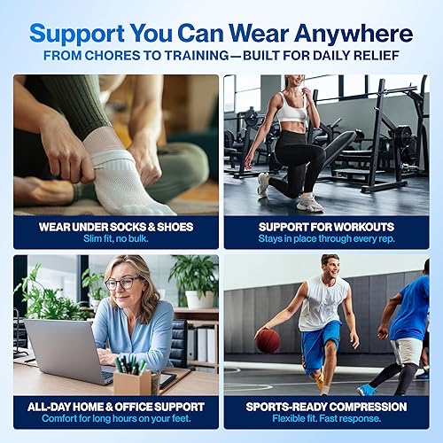 Vista 6 de Modvel Foot & Ankle Brace Socks for Sprained Ankle Compression Sleeve - Plantar Fasciitis Relief Brace, Foot Support for pain Women & Men - A Skin