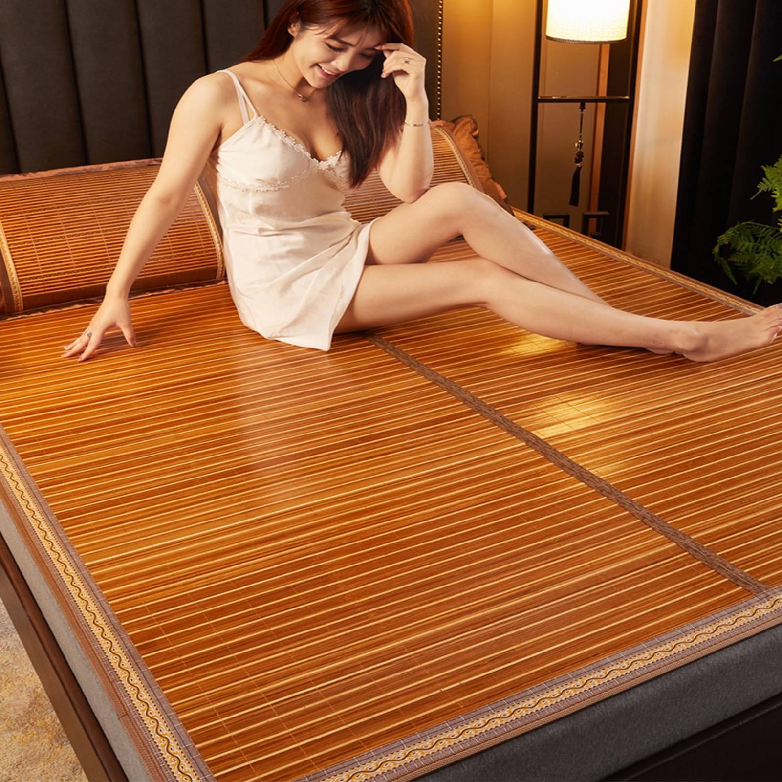 Nattes De Couchage D'été, Tapis De Bambou pour Dormir, Tapis De Lit Pliable en Rotin pour Le Salon, L'entrée, Le Bureau, Hall D'entrée, Cuisine, Bureau (Size : L195xW150cm/L77xW59)
