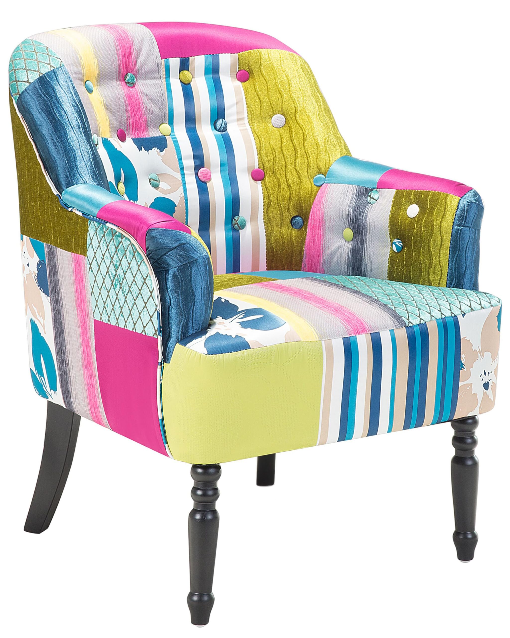 Beliani Trendy Sessel Polsterbezug dekorative Rückenlehne/Füße Patchwork bunt Mandal