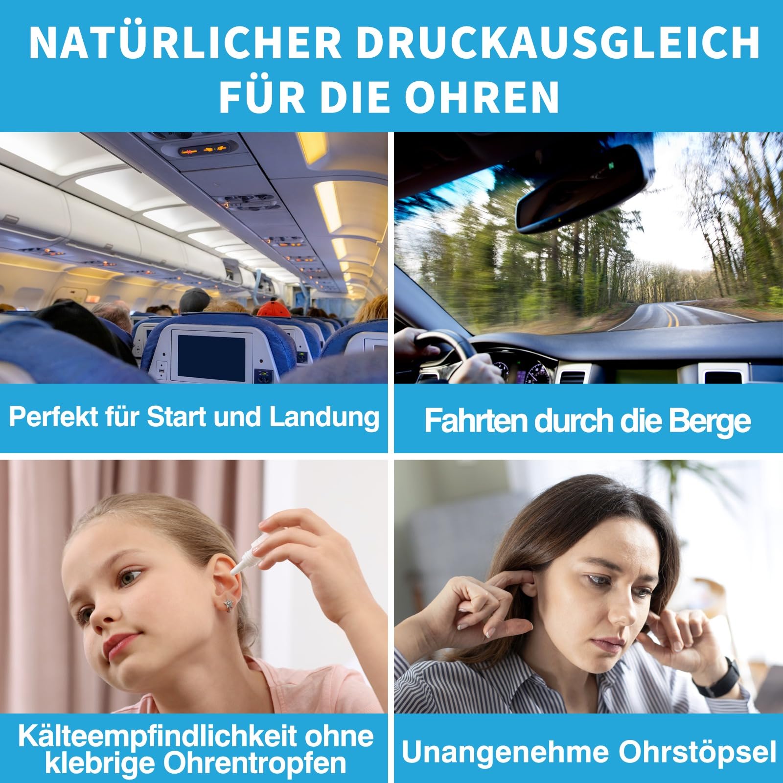 Gerät für Ohrdruckentlastung von Tilcare - Ausgleichendes Ohrensausen beim Fliegen, Schwimmen, Tauchen, bei Erkältung und Allergie-Beschwerden - Kommt mit tragbarem Schutztäschchen