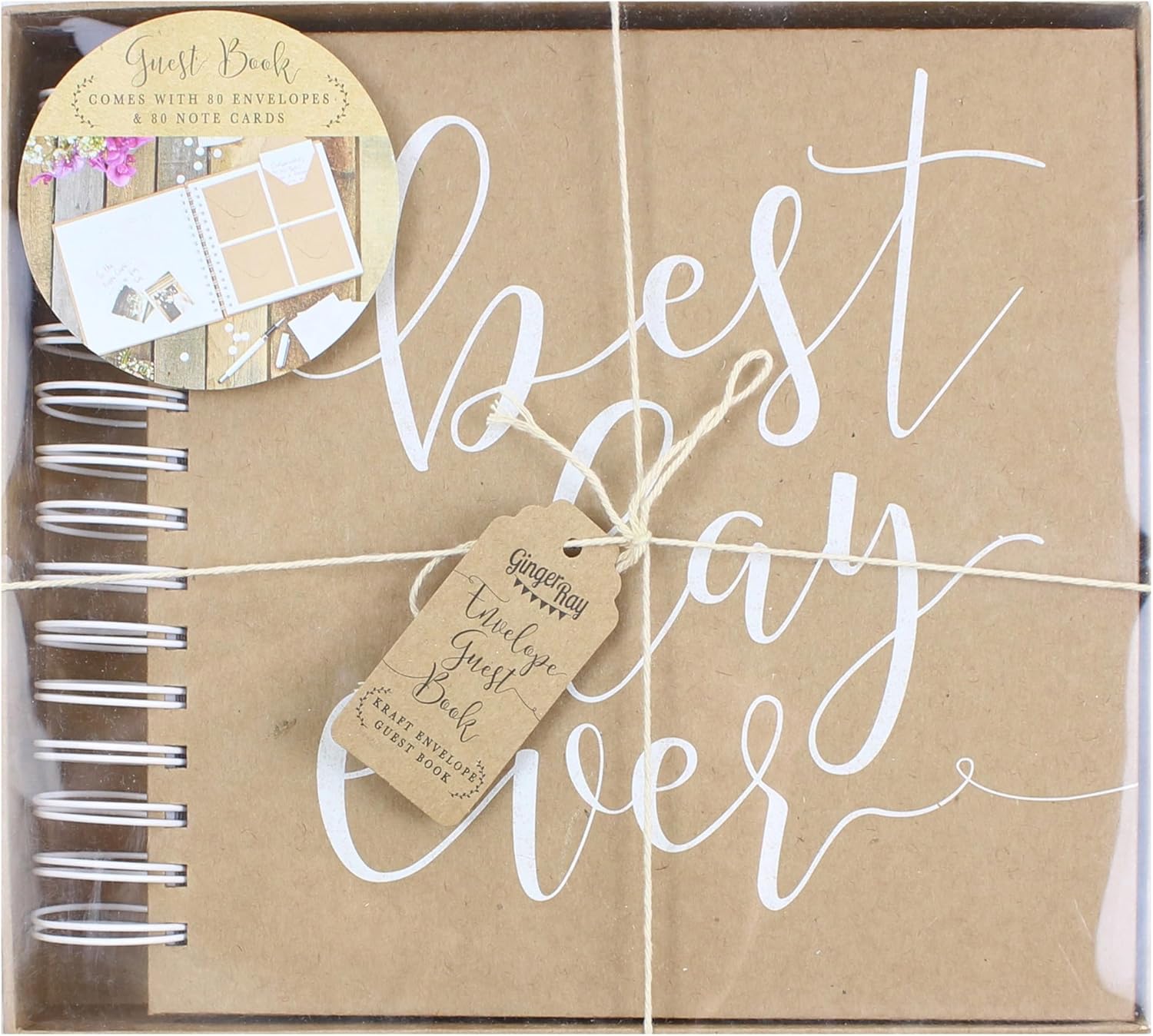 Ginger Ray Natural Kraft Wedding Guestbook 80 Envelope Sleeves Rustic