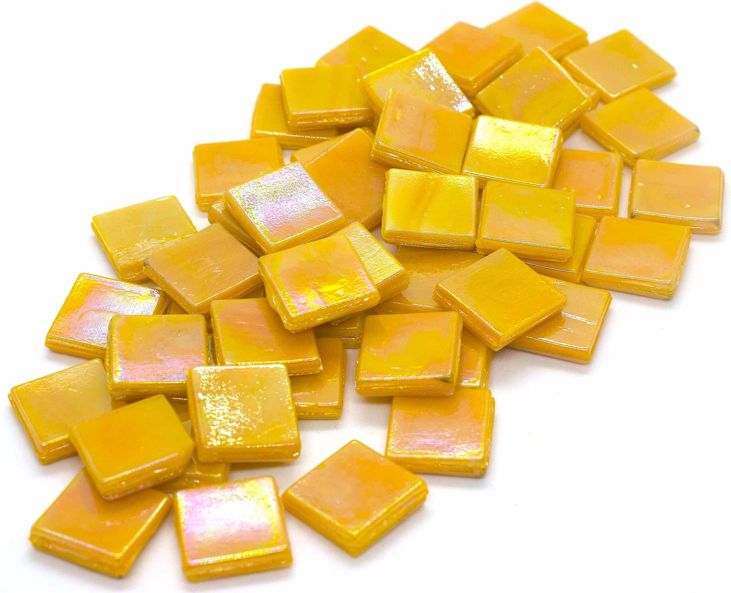 Coral Sunset Yellow HK113 Glass Mosaic 15x15mm Tiles 100 gm Pack