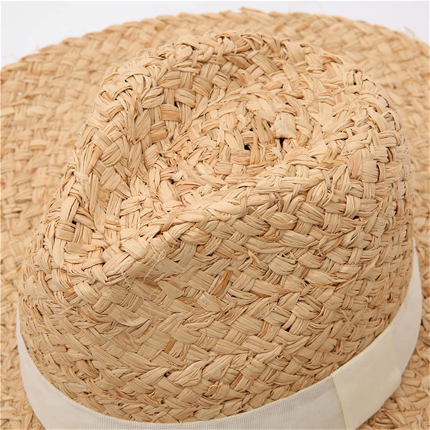 Sombrero de Playa para Mujer, de Rafia, de Paja, de Verano, con Borde Ancho, Bordado, Protector Solar, Plegable (Verde 6 7/87 1/8)