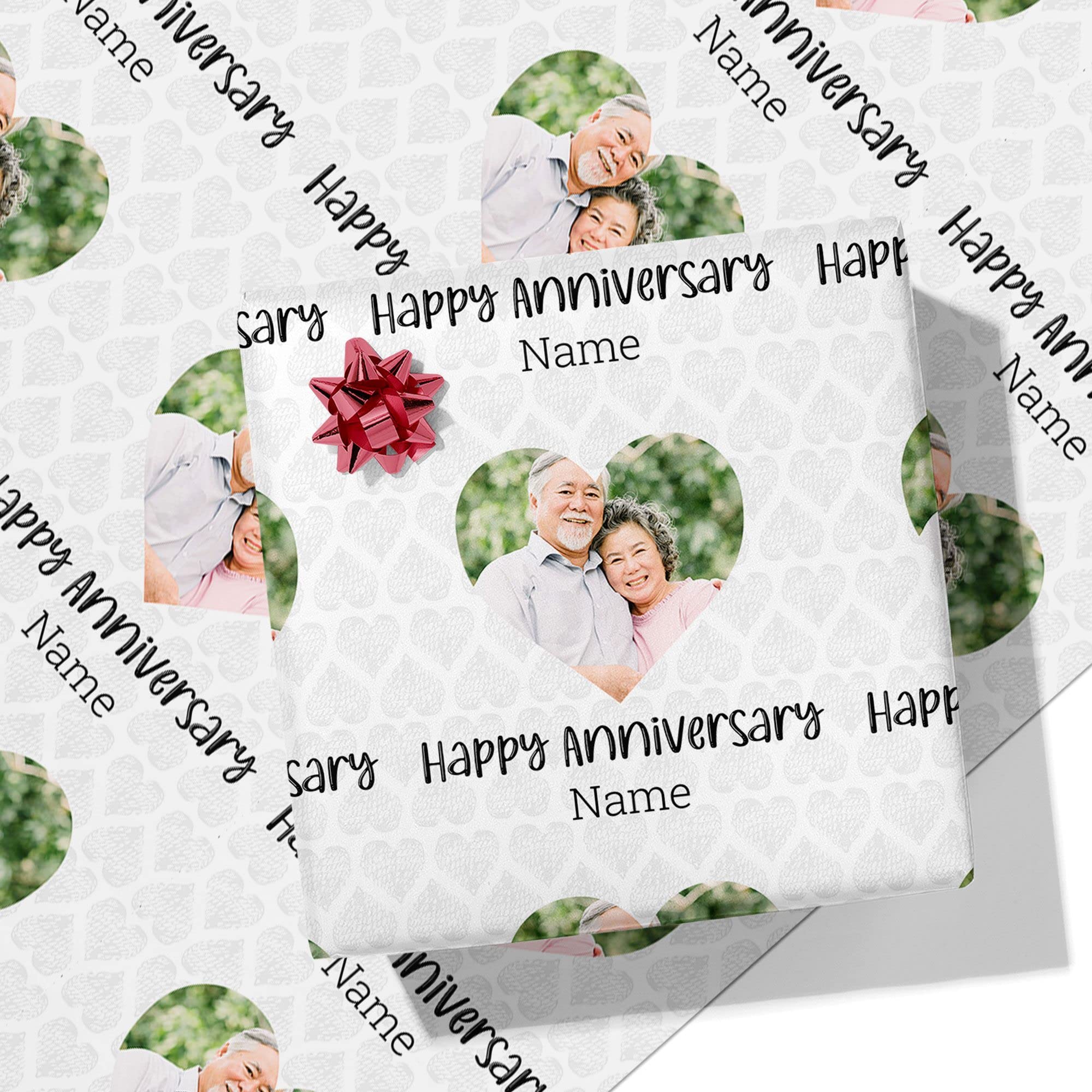Printster Heart Anniversary Personalised Wrapping Paper - Add Any Photo -A1 Sheet - 594mm x 840mm