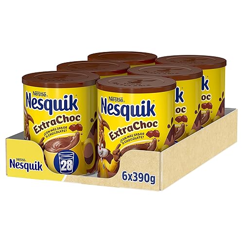 Nesquik NESTLÉ Instantáneo Cacao Soluble 390g Lata-Pack de 6 - NESQUIK ExtraChoc