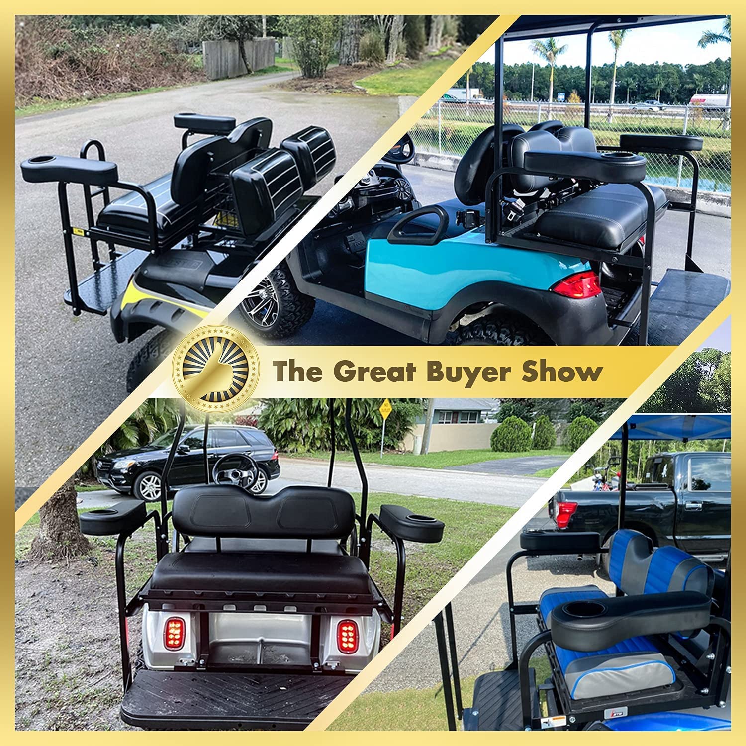 10L0L Golf Cart Armrest for Golf Cart Rear Seat kit,Arm Rest with Cup Holder for Club Car/EzGo