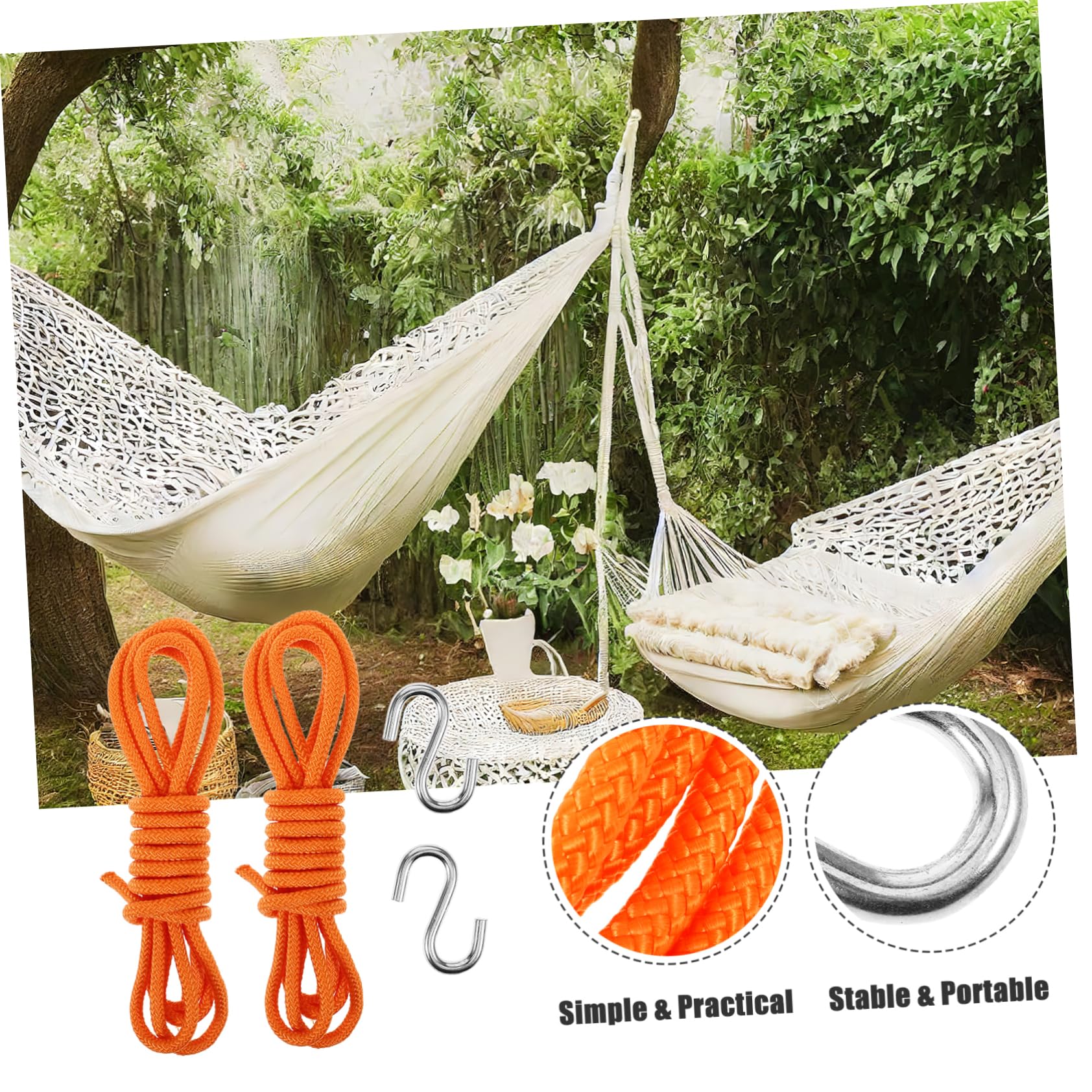 HEMOTON Hammock Hanging Strap Tree Straps for Hammocks Outdoor Swing Ropes 1 Set Fixing 2 Pack