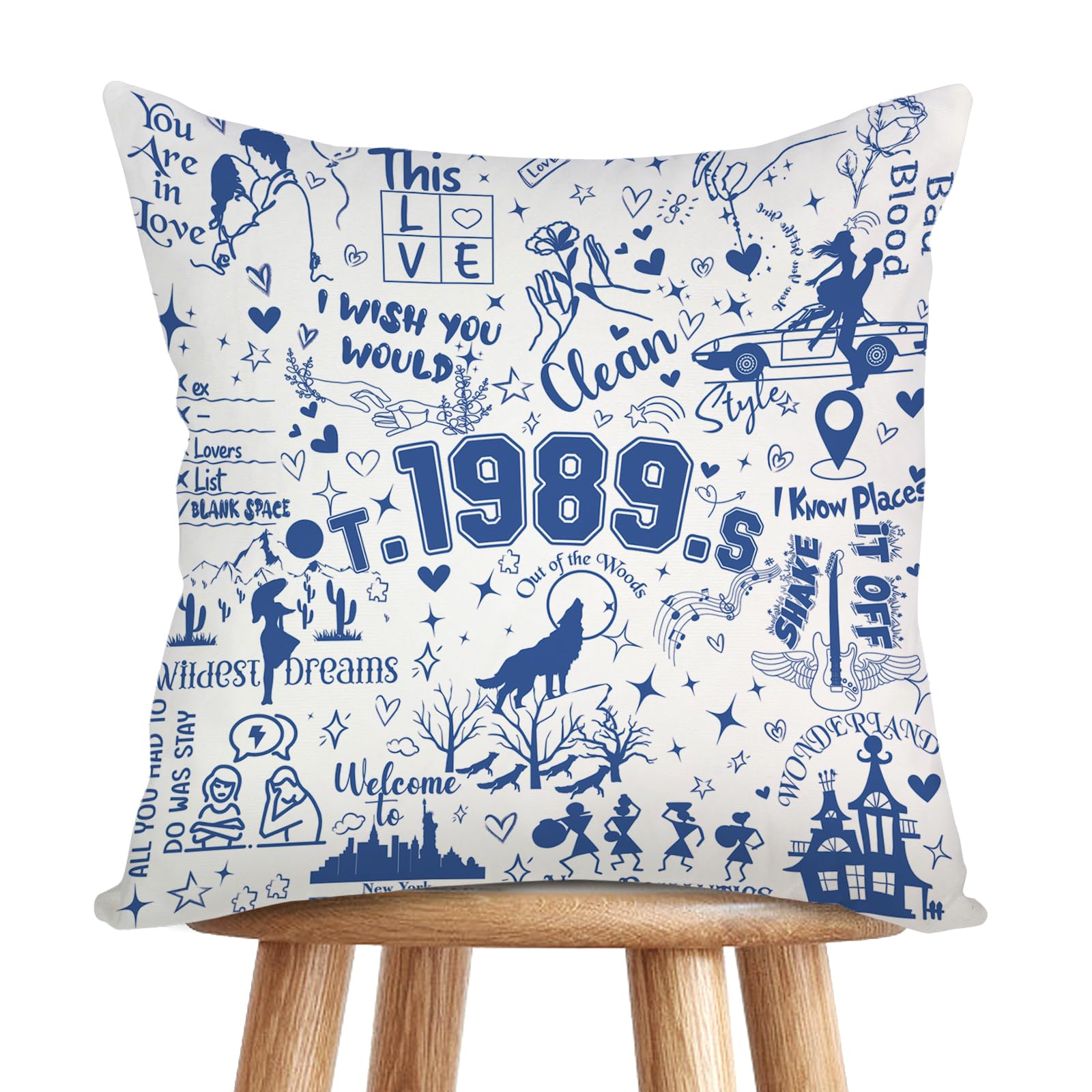 SUNFYCNSinger Merch Pillow Covers, Welcome to New York 1989 Deluxe Version Style Pillow Covers Clean Wildest Dreams Out of The Woods Comfort Pillowcase Daughter Mom Gift 13P029