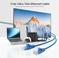 Vista 2 de Cable Matters 10Gbps 5-Pack Snagless Cat 6 Ethernet Cable - 7ft, Slim Profile Cat 6 Cable, Cat6 Cord, Thin Ethernet Cord, Blue Azul
