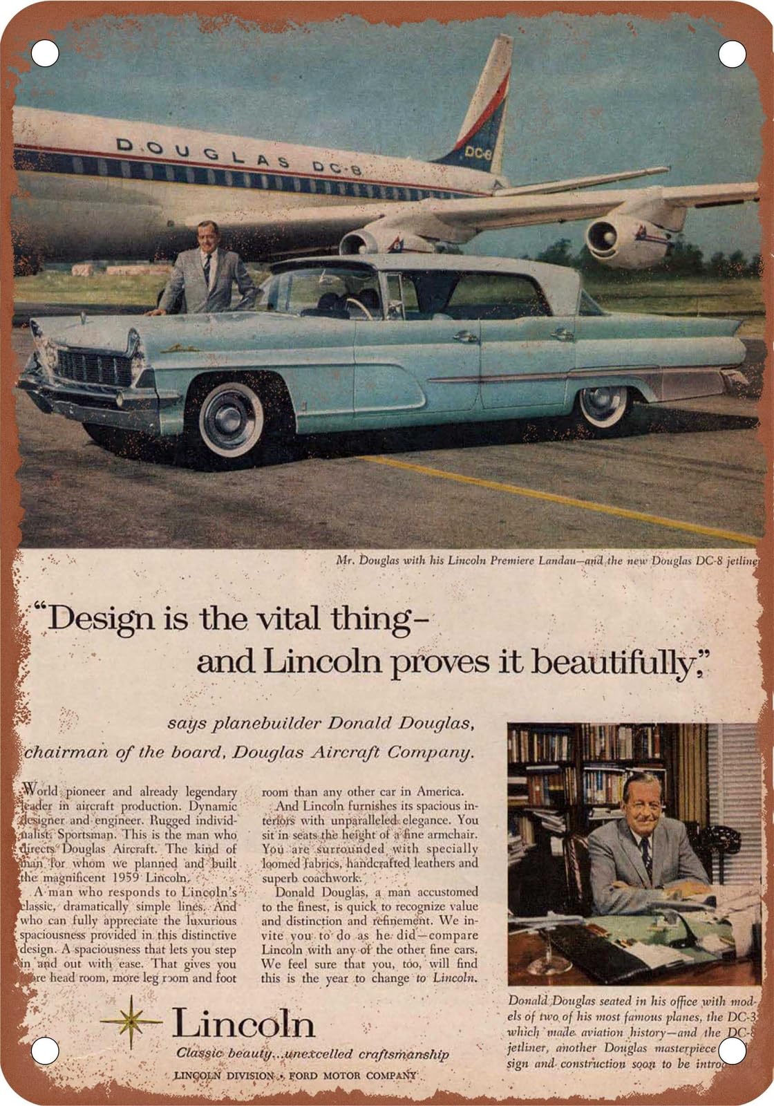 METAL SIGN - 1959 Lincoln Vintage Ad 09 - Old Retro Rusty Look home decor