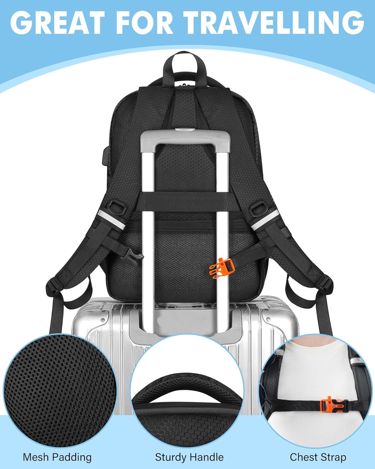 Mini 4 Pro Case, Mini 3/4 Pro Waterproof Hard Carrying Case, Large Drone Bag Fits 15.6 Inch Laptop, Travel Backpack for DJI RC 2/RC/N3/N2/N1 Controller, Fly More Combo and Drone Accessories - Image 8