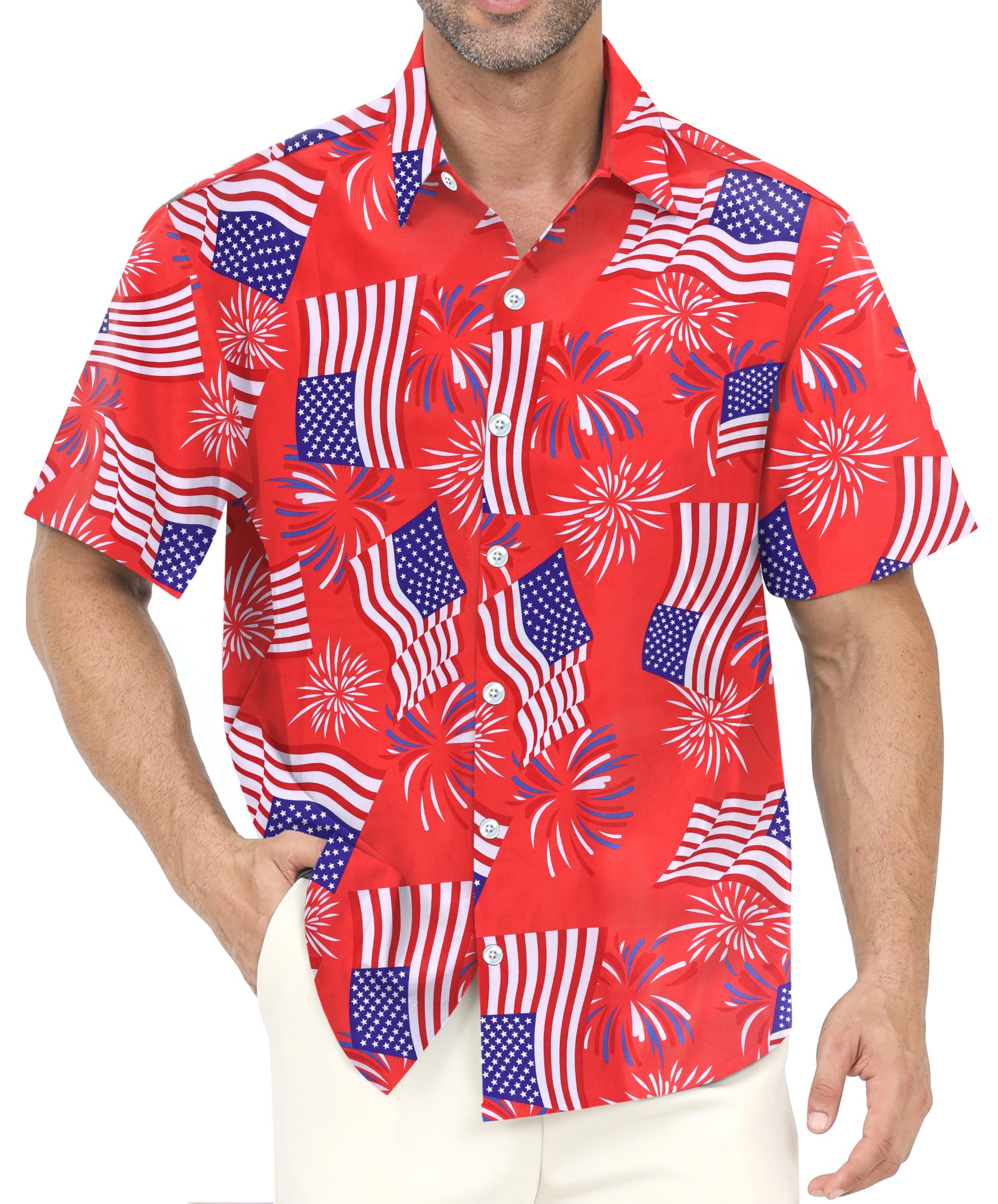 Hawaiian Shirt for Men with Pocket - Button Down Wrinkle-Resistant for Beach, Pool Parties (S-4XL)