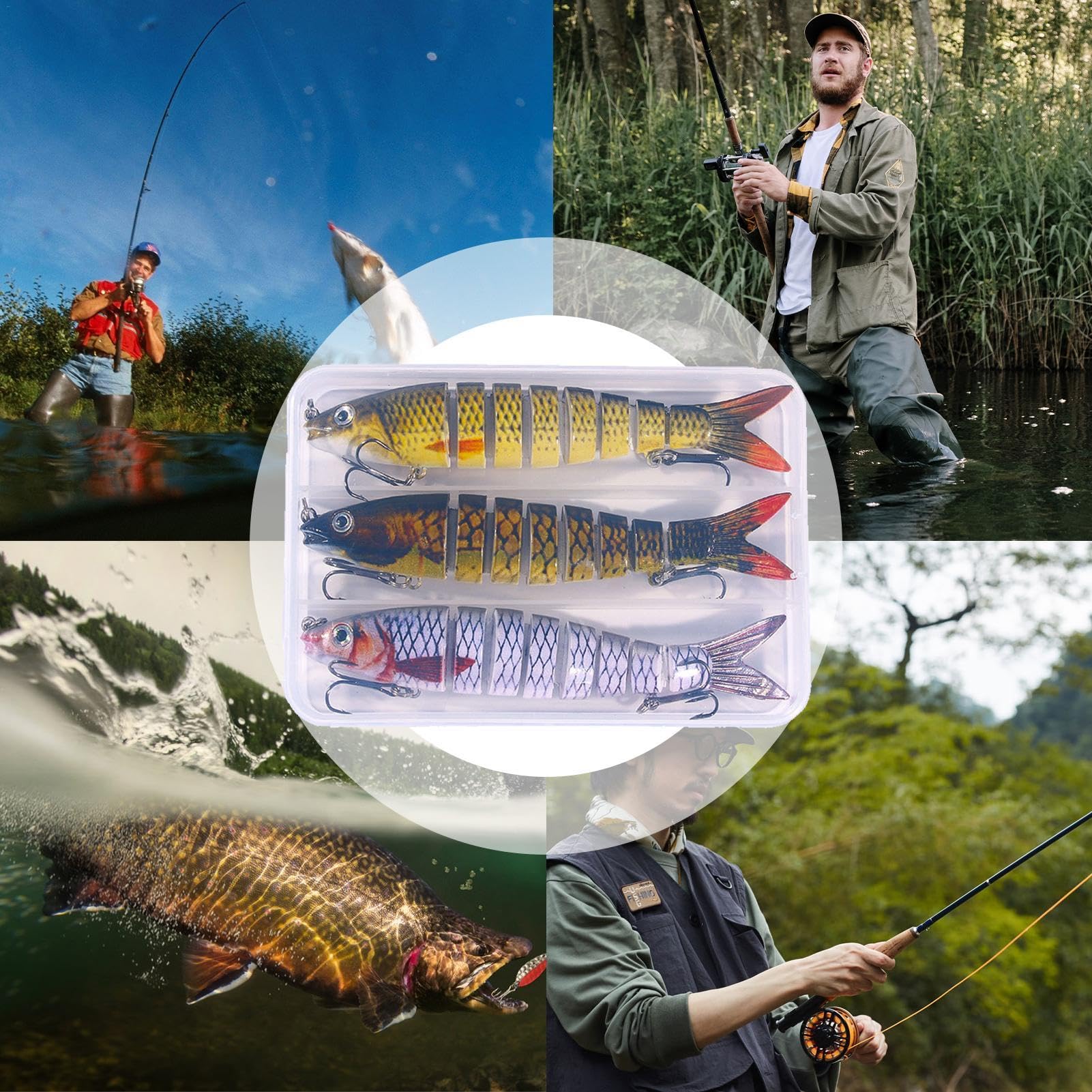 Swimbait snodati multipli, Swimbait snodati | Esche da pesca multifunzionali,Swimbait snodato a 8 sezioni per Crappie, esche da nuoto realistiche per la pesca alla spigola in acqua e salata