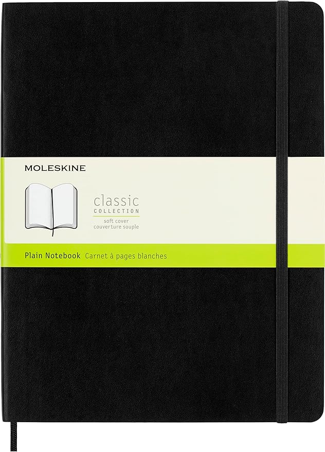 Moleskine Classic Notebook, Soft Cover, XL (7.5" x 9.5") Plain/Blank
