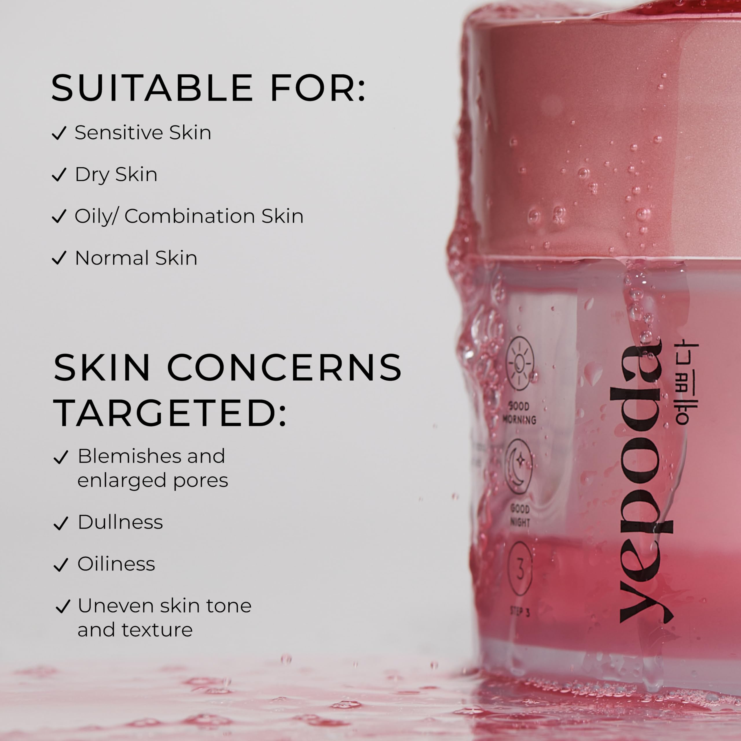 Yepoda The Porefect Pad: dischetti esfolianti con acqua di rose, AHA, BHA, PHA. Esfoliazione delicata, pori affinati. Vegani e testati per tutti i tipi di pelle, 60 pz / 120 ml.
