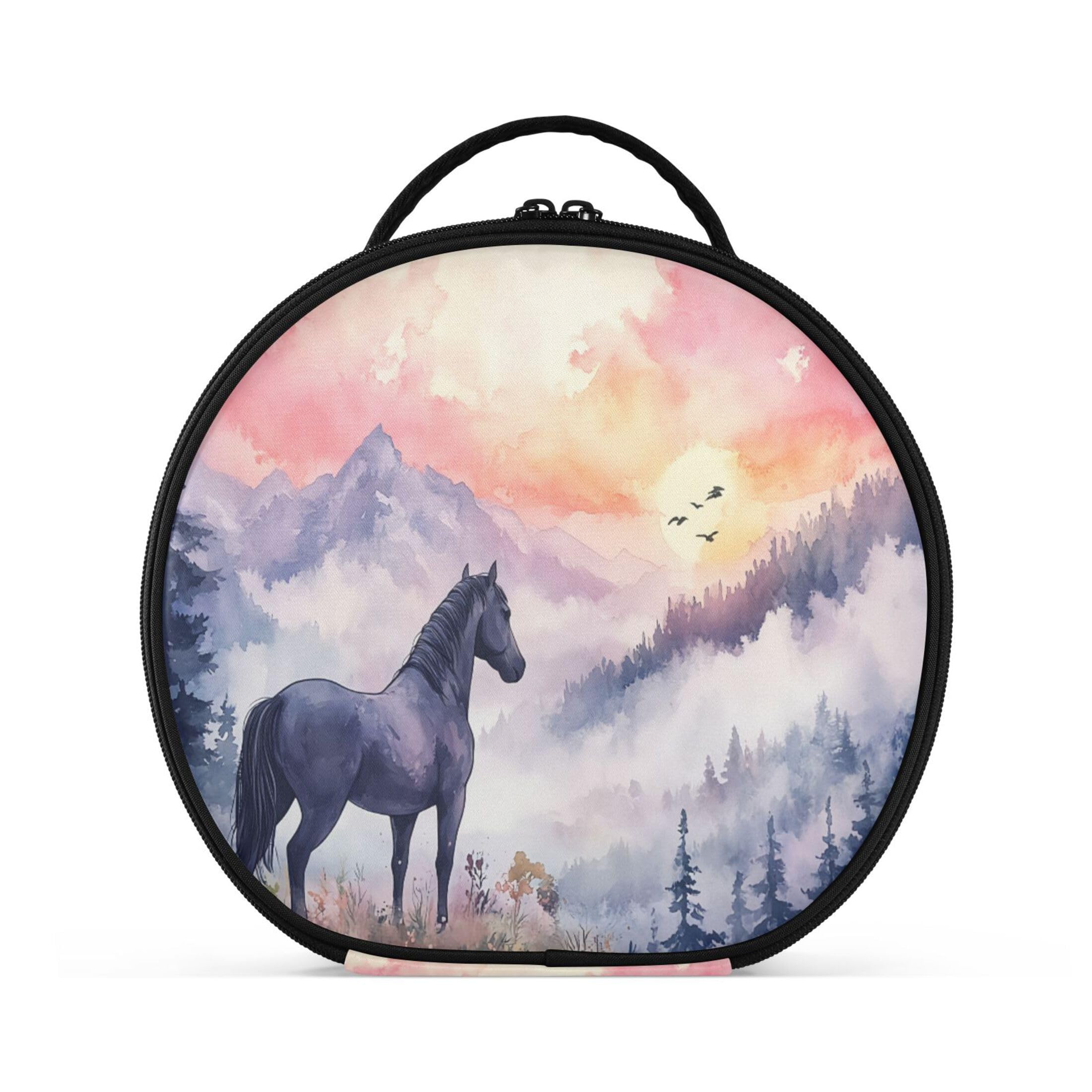 Takiito Horse in Mountains Travel Makeup Case Portable Makeup Box Artist Cosmetic Case Organizer With Adjustable Dividers