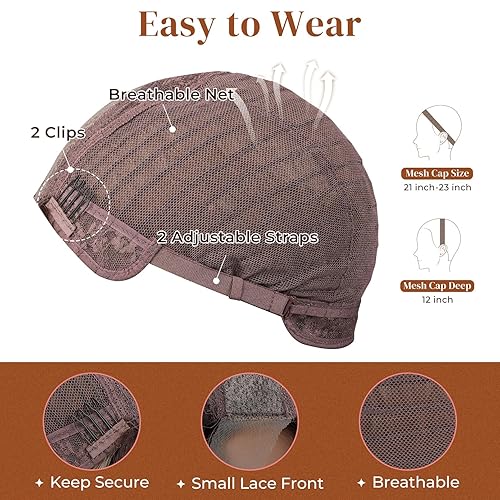 Miniatura 7 de LONAI Pelucas rojas cobrizas para mujer, de 24 pulgadas de largo, color rojo, partición media, peluca de pelo sintético para uso diario, fiesta,