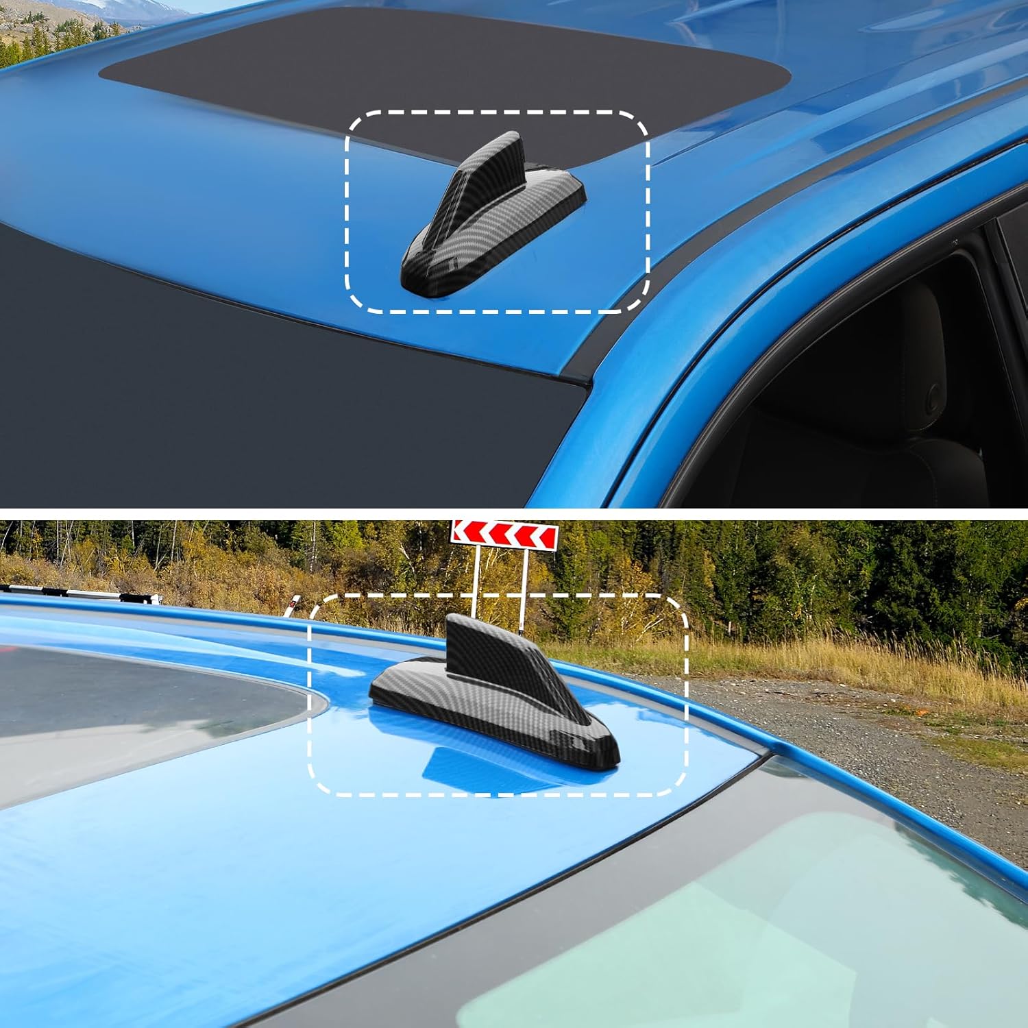 CheroCar Shark Fin Antenna Base Cover Roof Antenna Cover Trim Decoration Fit for Chevy Silverado Suburban Tahoe GMC Yukon Sierra Escalade 2019-2026 Exterior Accessories,Black