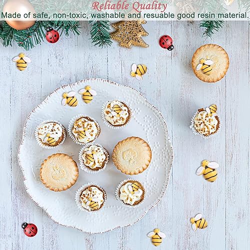 Miniatura 6 de CCOZN 45 piezas de mariquitas de abejas de resina, 25 piezas de adornos de abejorros de miel, 20 piezas de decoración de mariquitas de jardín con
