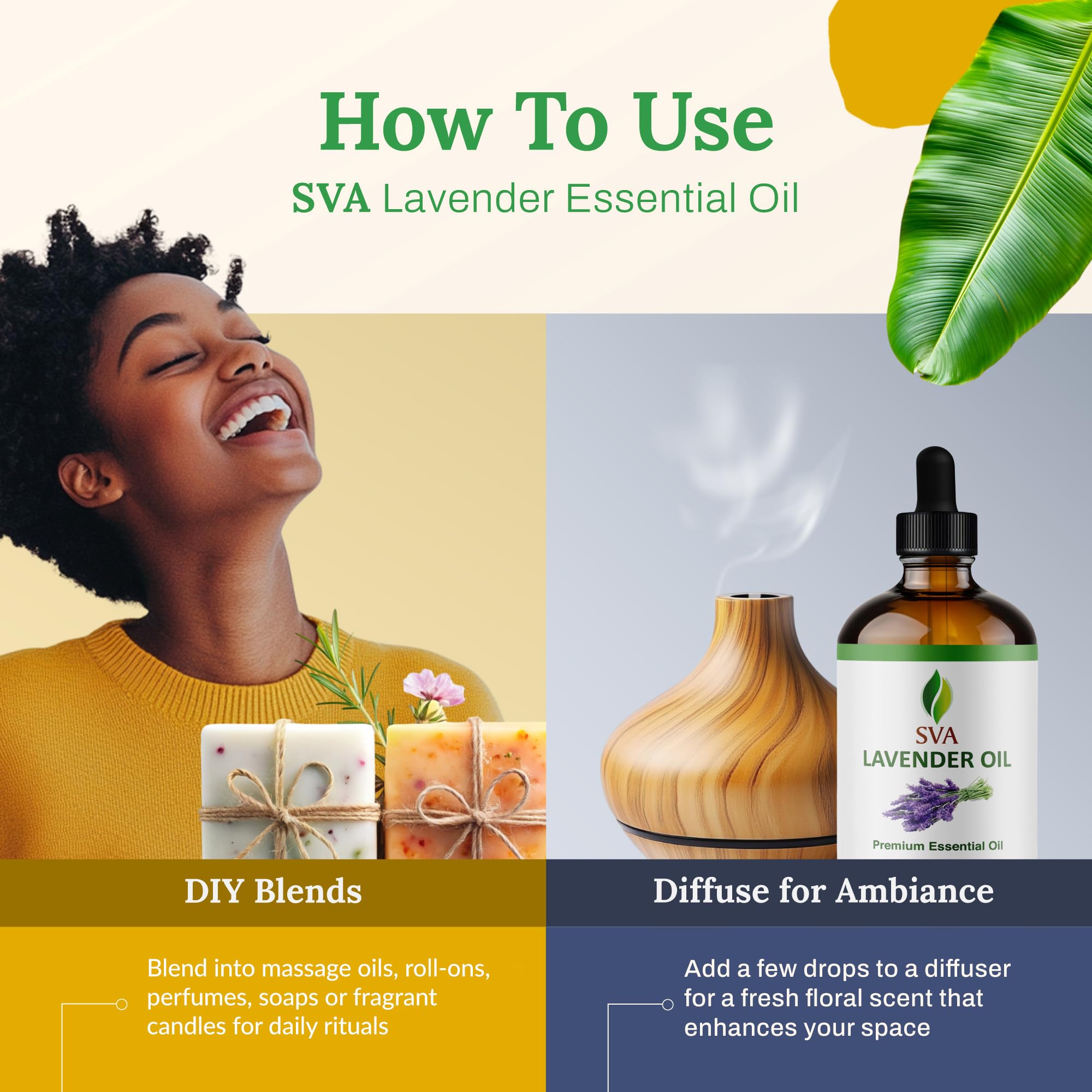 SVA ORGANICS Aceite esencial de lavanda 100% natural, aceite aromático de grado terapéutico, 4 Fl Oz con cuentagotas, aceites de aromaterapia naturales 4 Fl Oz (paquete de 1)