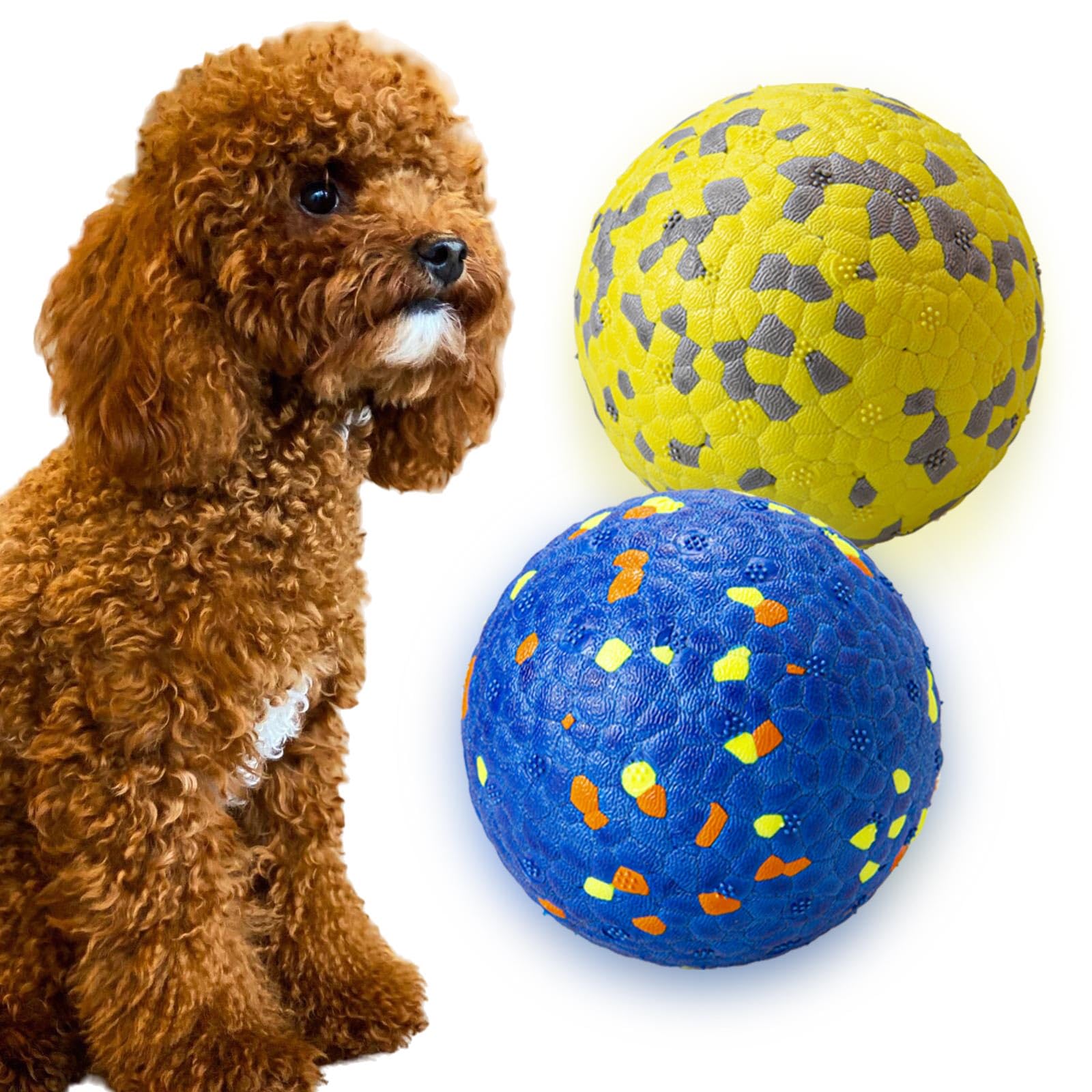 POUPUA Dog Ball Toys Dog Tennis Ball for Aggressive Chewers Indestructible Bouncy Lightweight Water Toy Fetch Ball for Large Medium and Small Dog