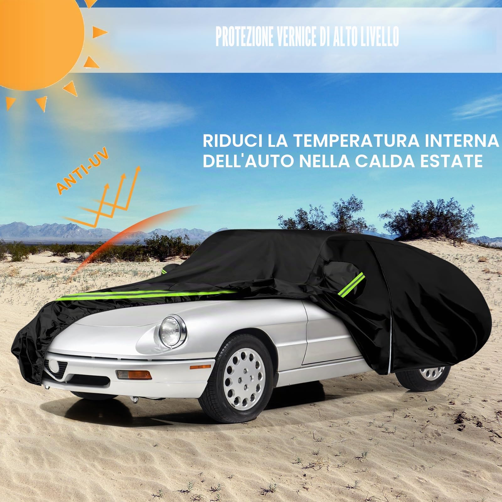 Telo Copriauto Sostituzione per Alfa Romeo Spider 1966-1994, Copertura Auto Protettiva Dell'auto, Telone per Auto Garage Completo Impermeabile Strisce Riflettenti Completo
