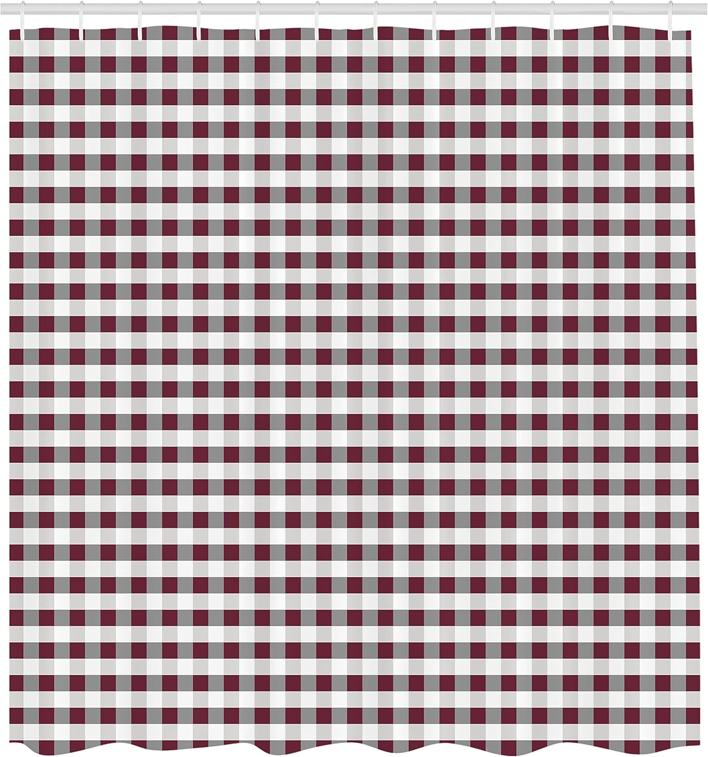 Ambesonne Checkered Shower Curtain, Monochrome Gingham Checks Classical Country Culture Old Fashioned Grid Design, Cloth Fabric Bathroom Decor Set with Hooks, 69" W x 75" L, Dried Rose