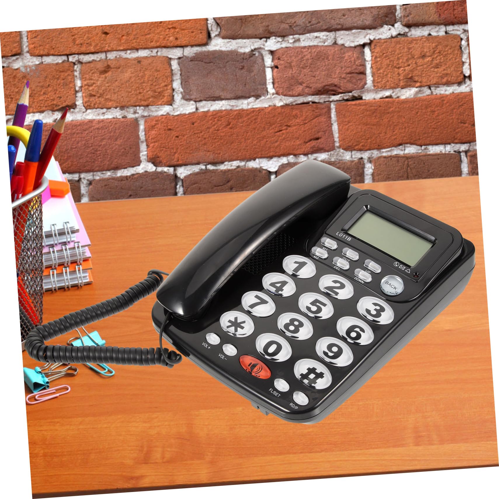 iplusmile Telefono Fisso da Scrivania Rj11 Tasti Grandi, Nero