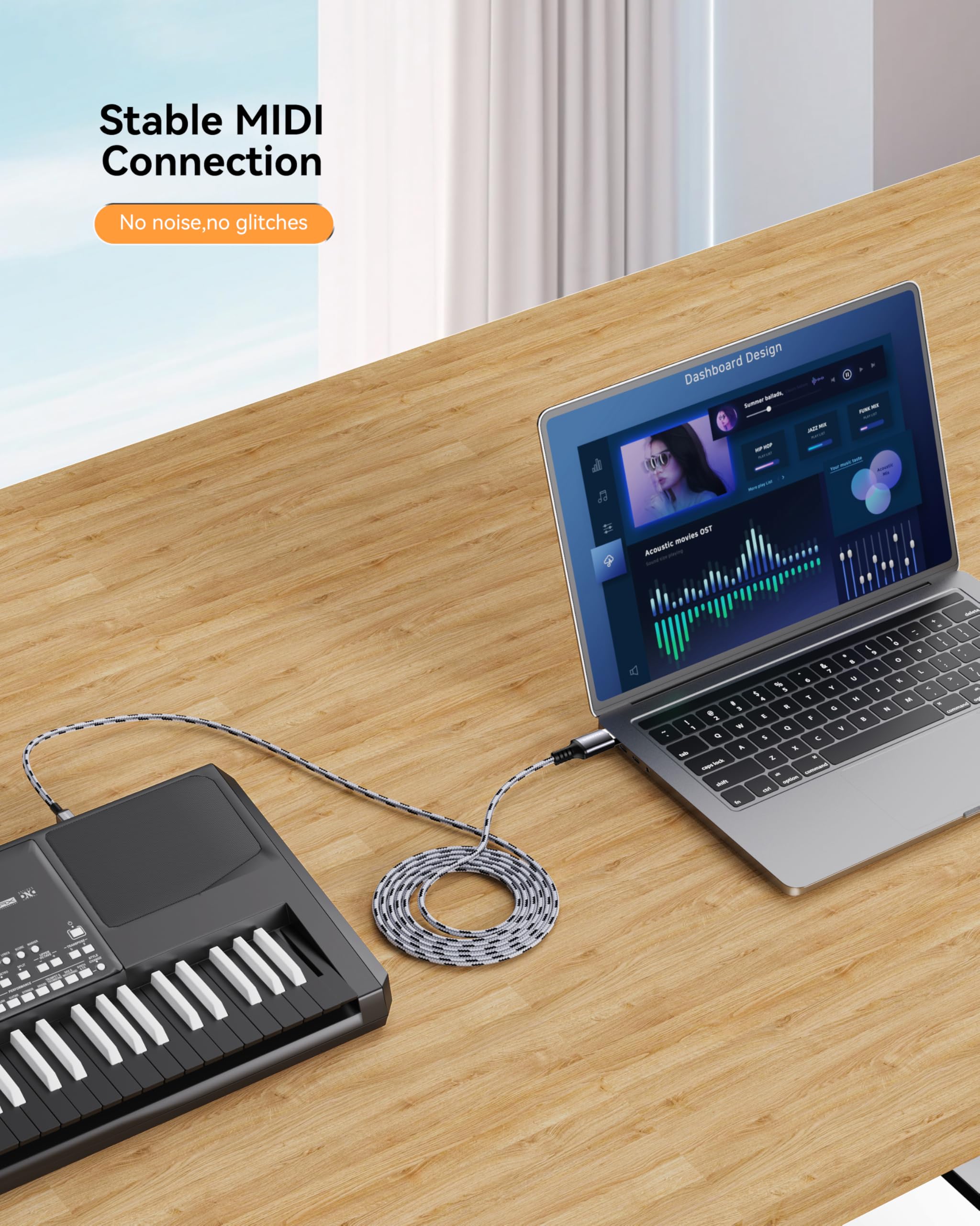 SNANSHI Cavo USB per stampante, 1,8 m, in nylon intrecciato ad alta velocità, USB 2.0 tipo A maschio a B maschio, cavo per stampante HP, Canon, Brother, Epson, cavo MIDI per interfaccia audio