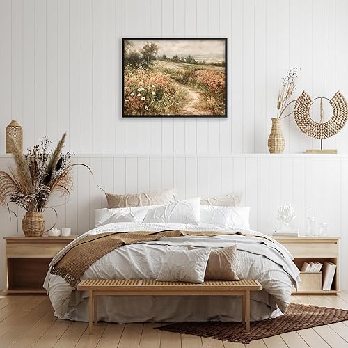 Miniatura 3 de Arte de pared de paisaje con flores silvestres y naturaleza, póster floral botánico retro, pinturas de plantas de cabaña, impresiones en lienzo de