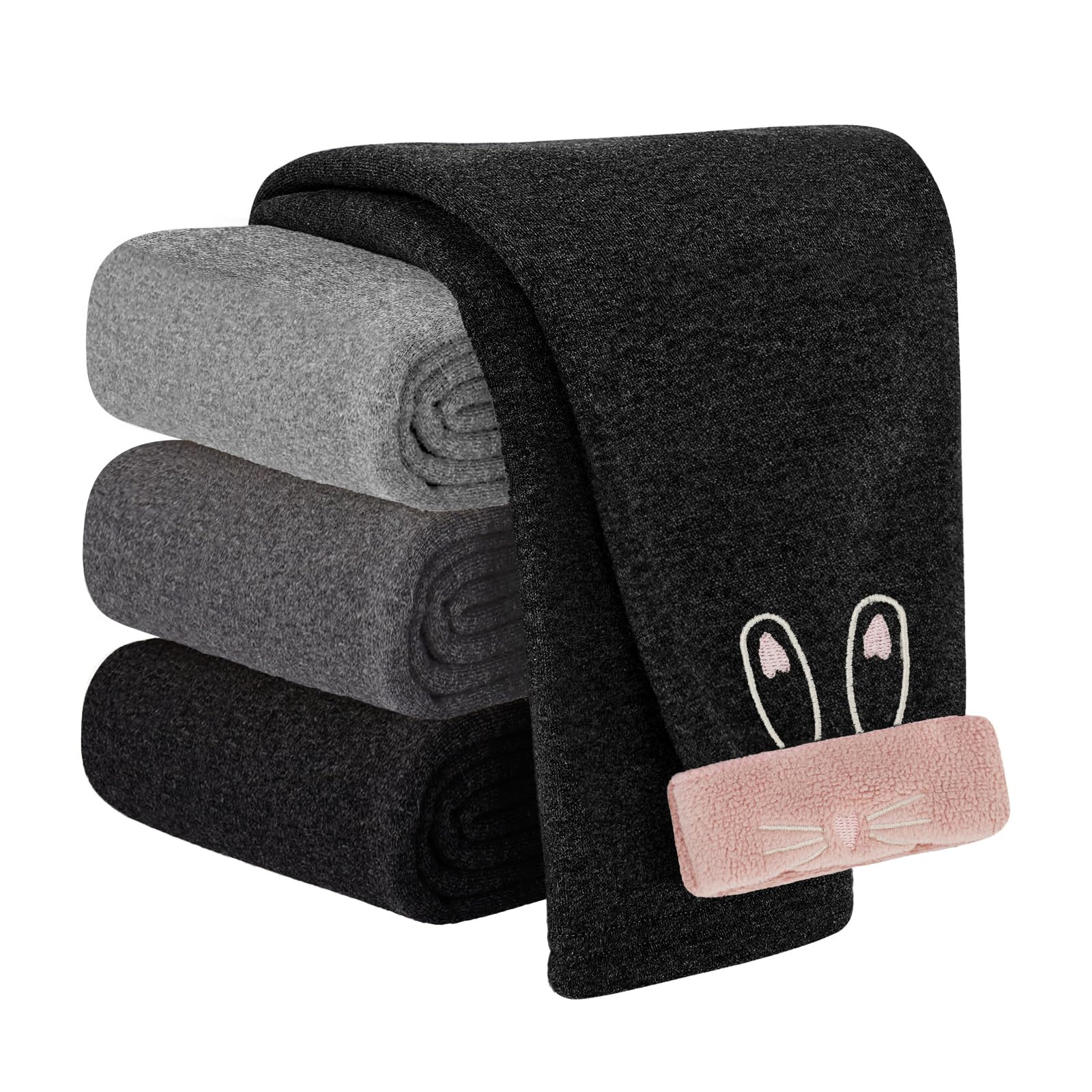 JiAmy Dziewczęce legginsy dziecięce, długie, rozciągliwe, termiczne, spodnie ze wzorem zajączka, na jesień i zimę, spodnie sportowe, dla dziewczynek w wieku 1-6 lat