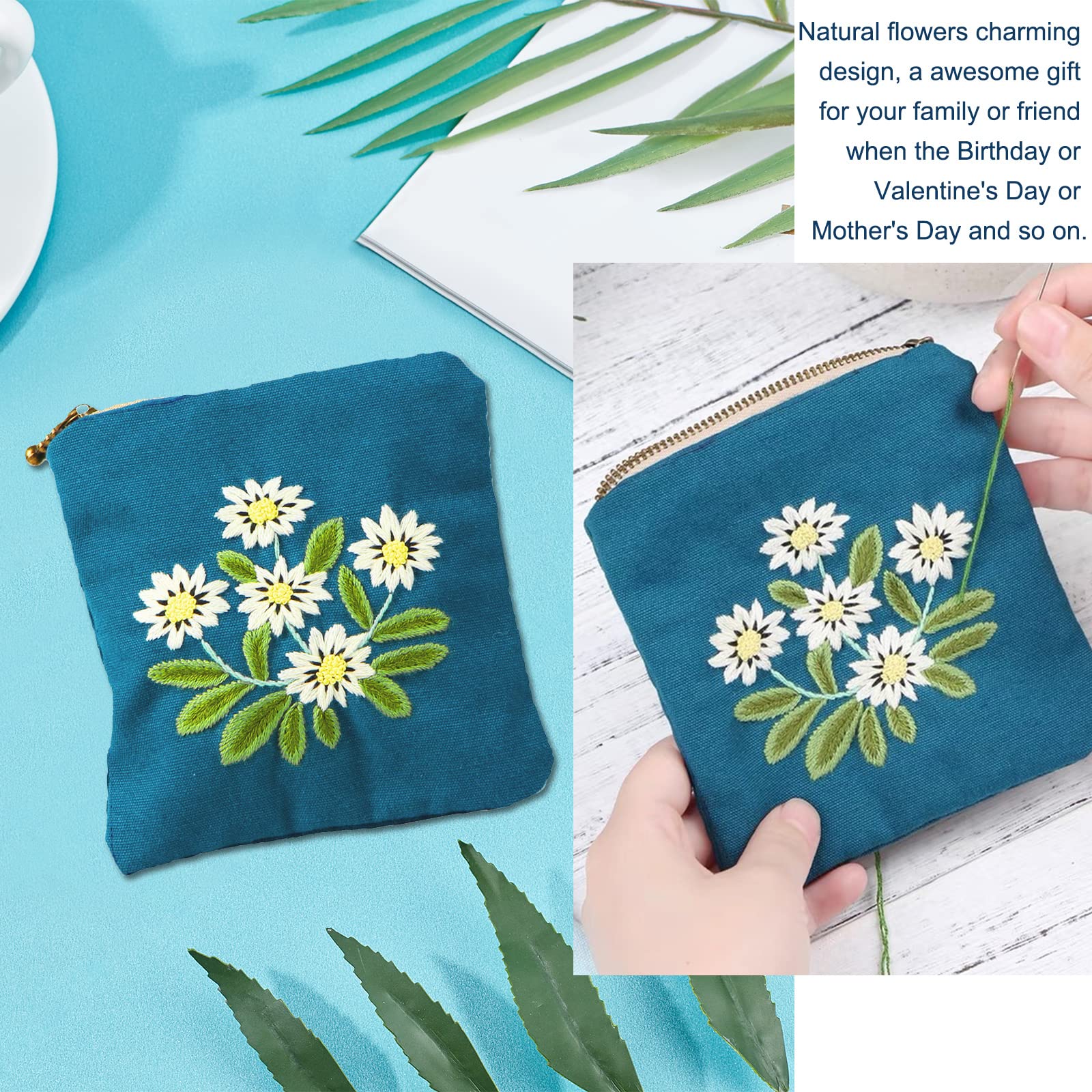 Amazon | WADORN 刺繍キット小銭入れ手作りキット 刺繍入りコインパース ポケット DIYメイド キット  初心者向け,11.5x12.2cm | 刺しゅうキット 通販