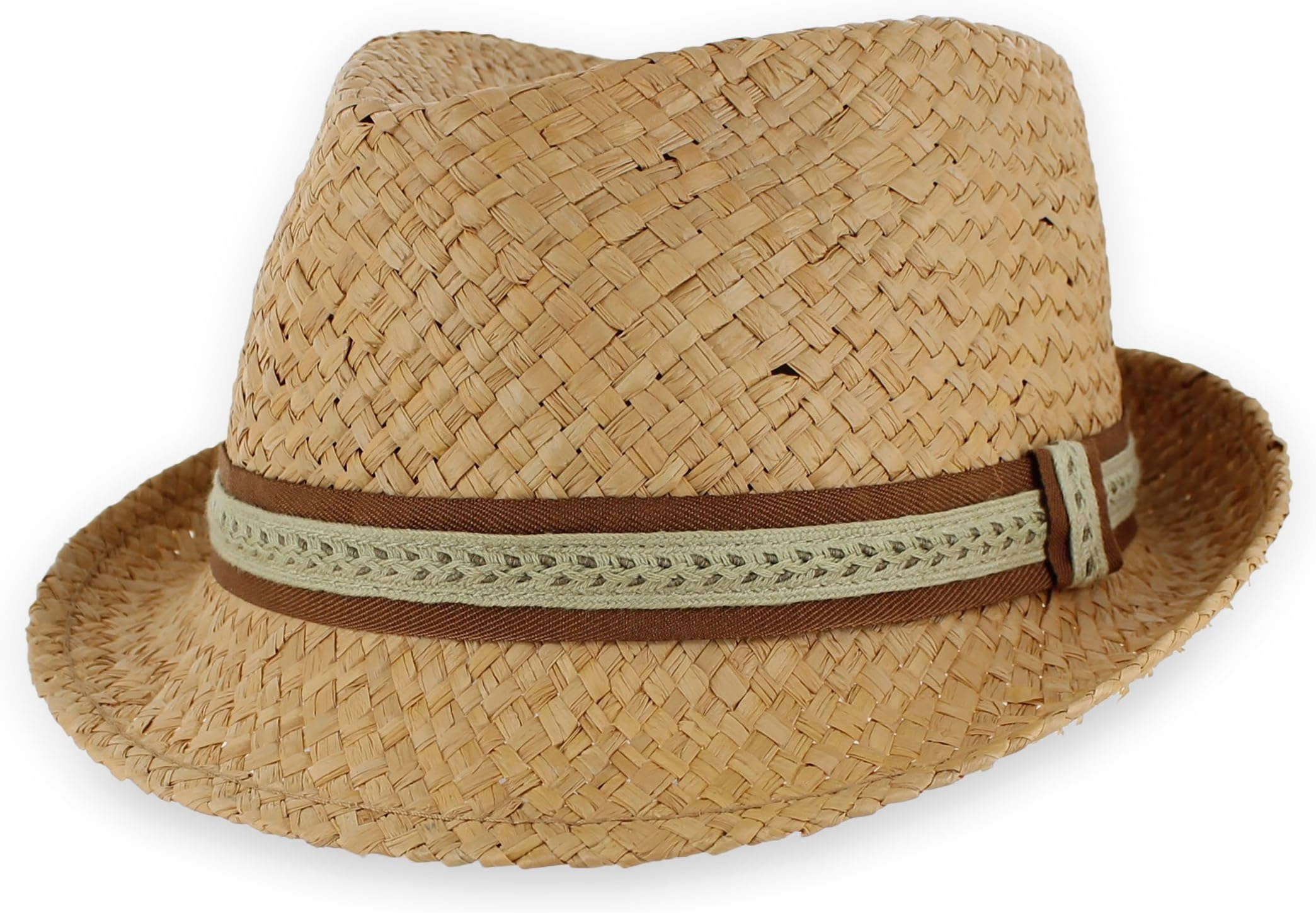 Belfry Men/Women Summer Straw Trilby Fedora Hat in Blue, Tan, Black (Medium, Tazz)