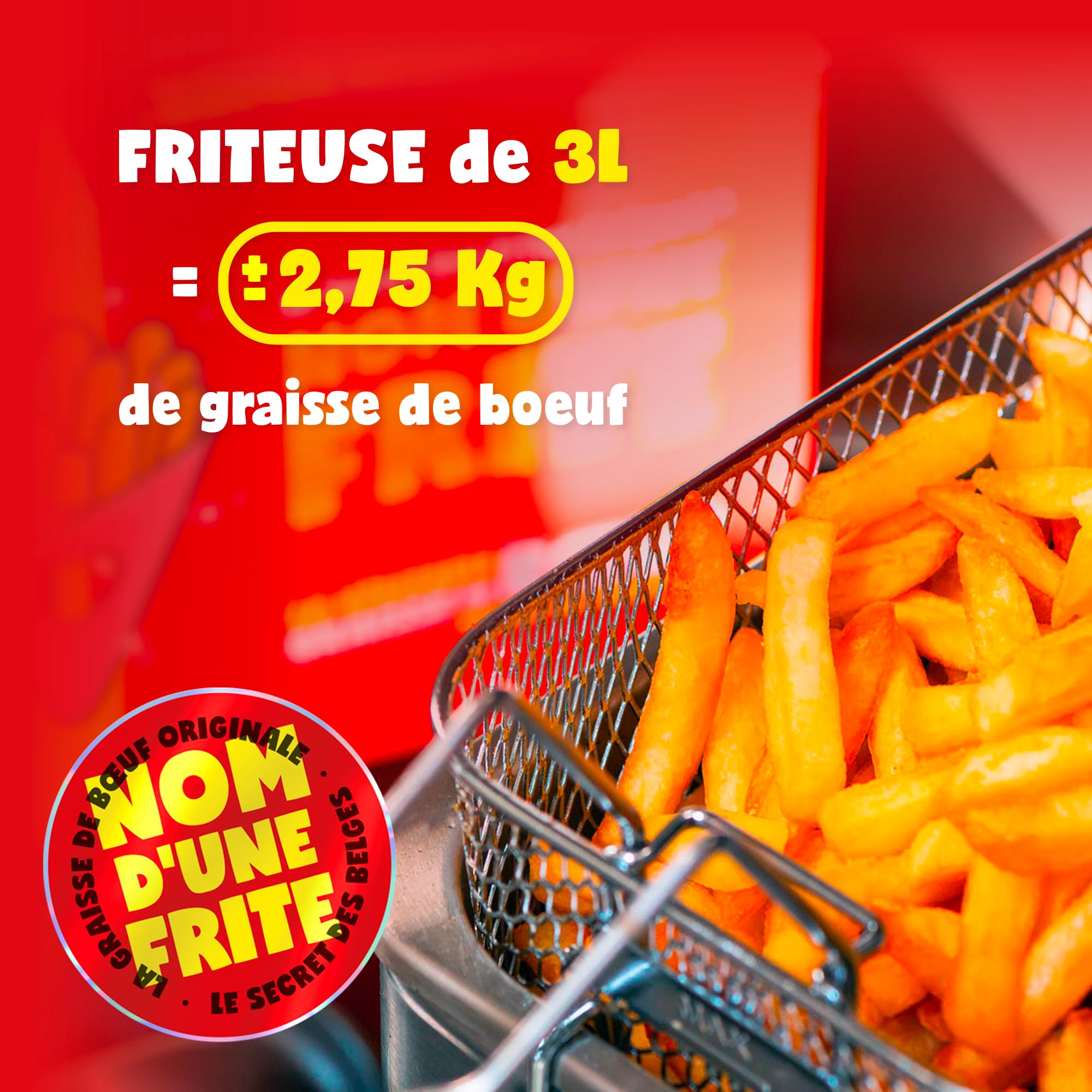 NOM D'UNE FRITE - Le Secret des Frites Belges ! la véritable Graisse de boeuf pour frites - Pure, sans conservateurs, sans additifs. Made in Belgium (2 kg)