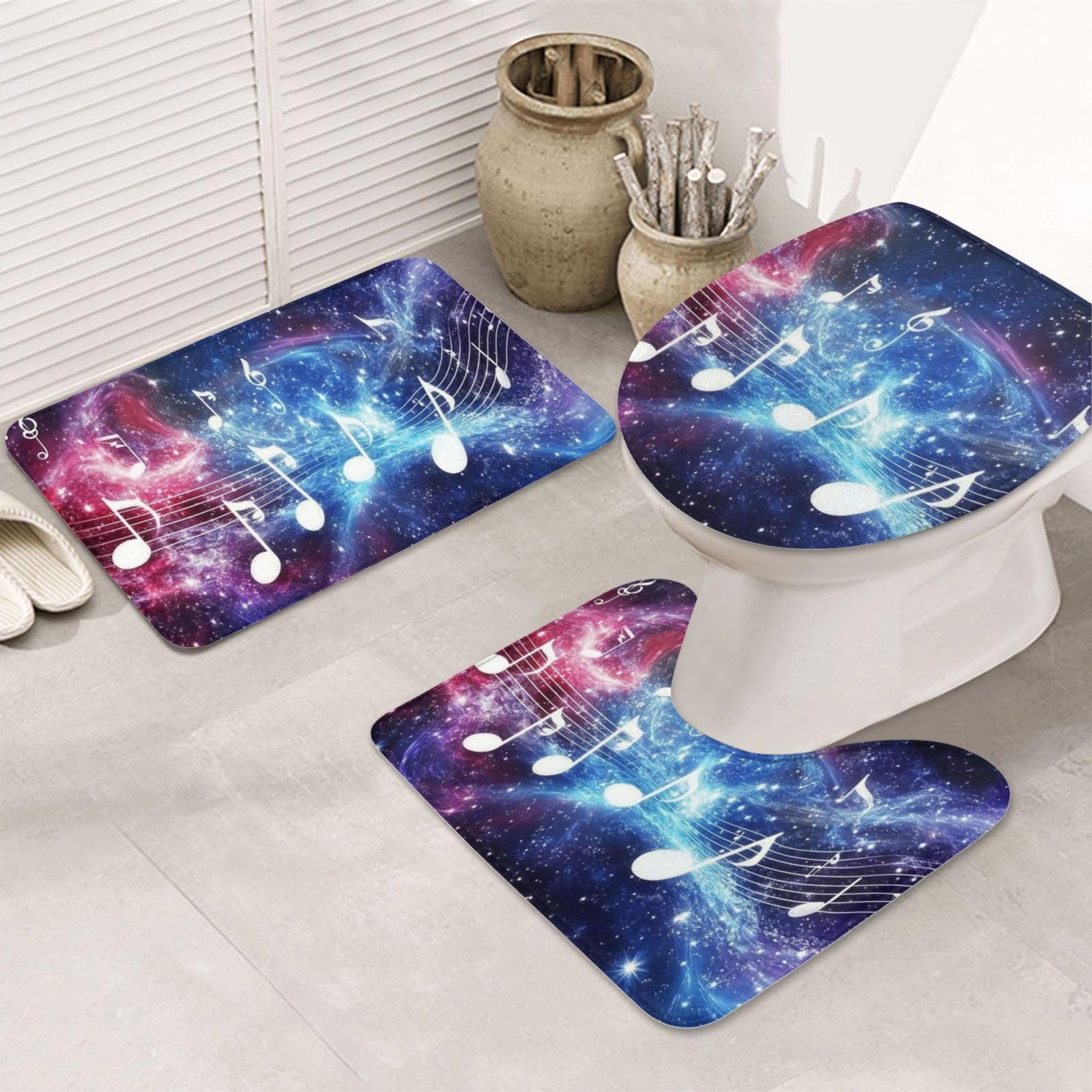 Alfombrilla de baño con notas musicales juego de alfombras antideslizantes lavables