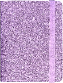 ACdream Unisex Faux Leather Passport and Vaccine Card Holder, Glitter Purple, RFID Blocking, Protects Valuable Information