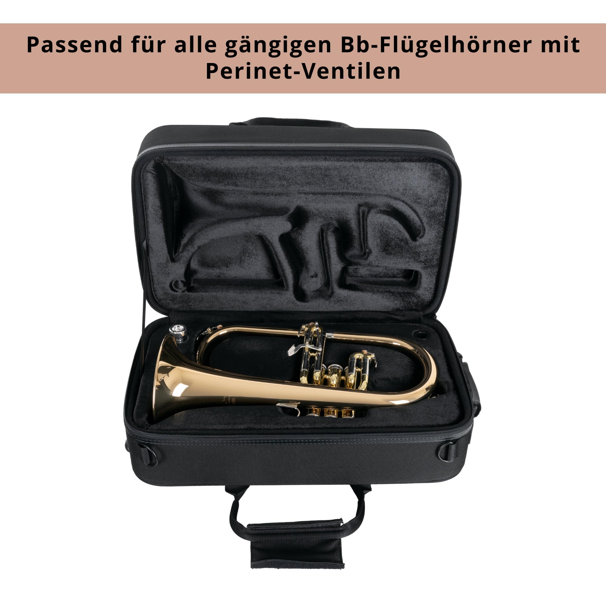 Étui Léger Lechgold Pour Bugle Bb - Lightcase Pour Tous Les Bugles Courants Avec Soupapes Perinet - Rembourrage Thermique - Poche Extérieure - Harnais De Sac À Dos - Embouchure Et Accessoires - Noir