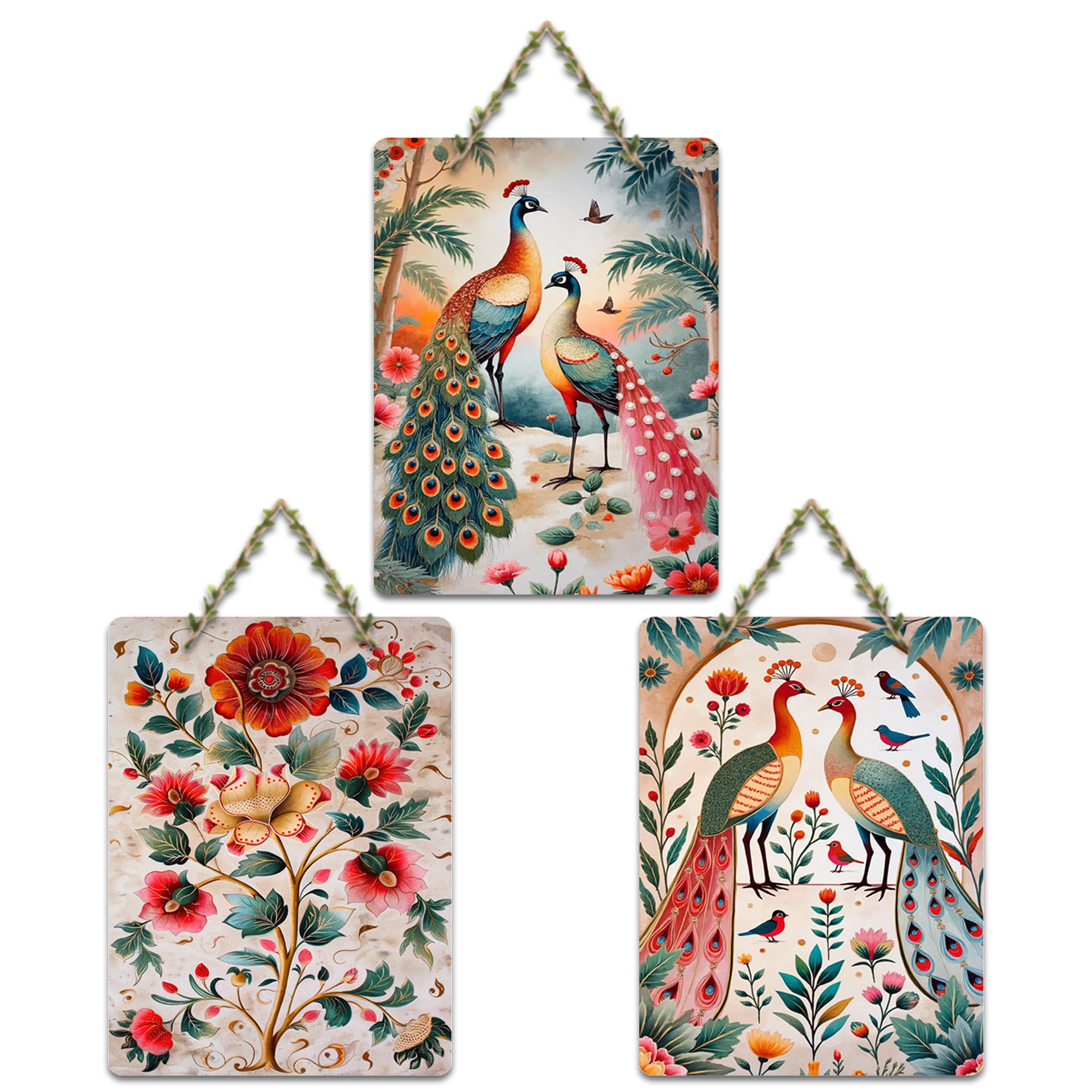 Artvibes Colorful Peacock Wooden Wall Art For Home | Handmade Wall Decor | Home Decor Showpiece Gift For Friends | House Decoration Items For Living Room | Modern Artwork | Signs & Plaques (WH_9631N)
