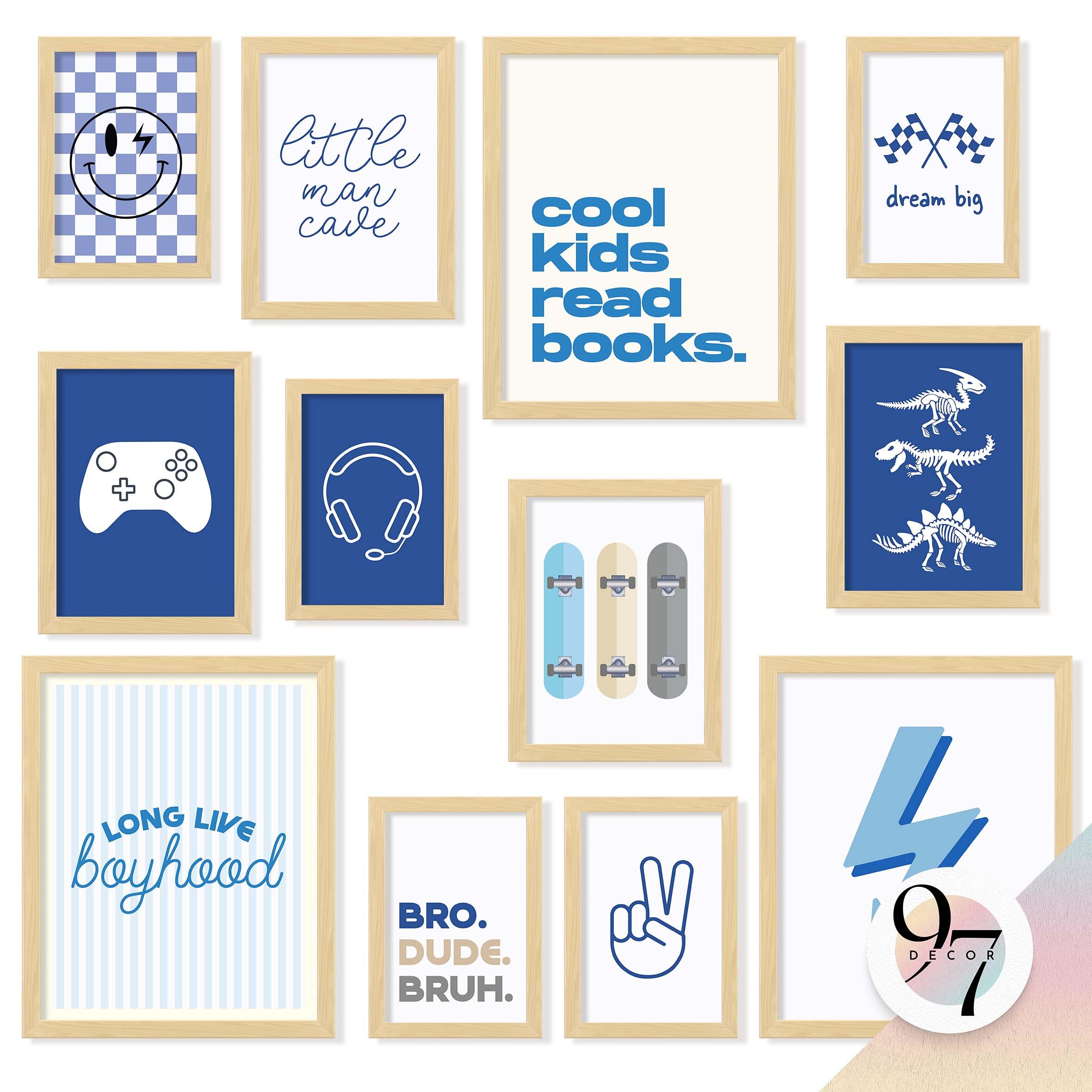 97 Decor Toddler Room Decor For Boys - Baby Boy Nursery Wall Decor, Kids Wall Art Prints, Kids Posters For Teenage Room Decorations, Retro Toddler Boy Room Decor For Bedroom Playroom (Unframed)
