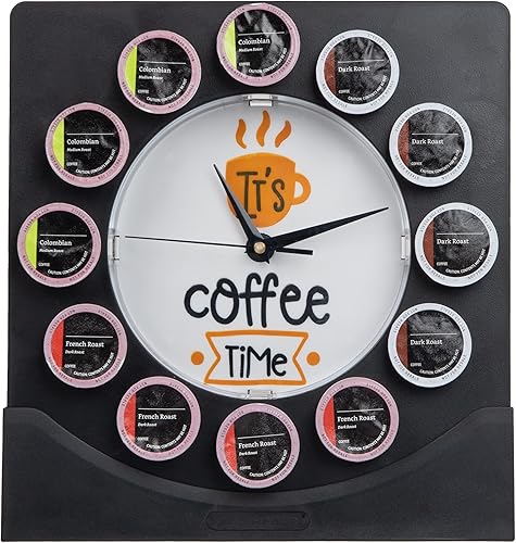 Miniatura 6 de Mind Reader Anchor Collection, reloj de vaina, capacidad para 12 cápsulas, sala de descanso, cocina, montaje en encimera o pared, color negro