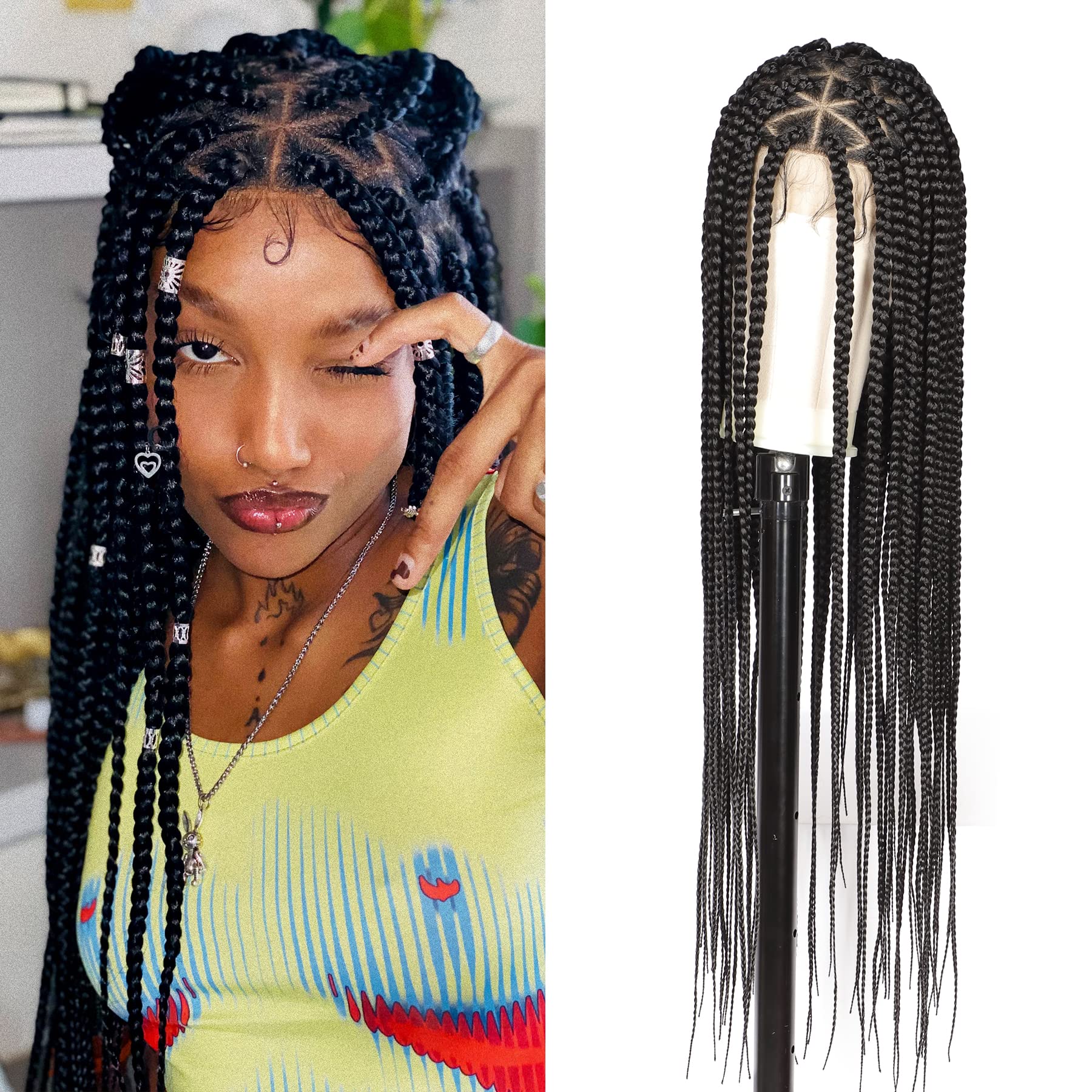 Buy Olymei 36 Inches Full Double Lace Front Triangle Knotless Box