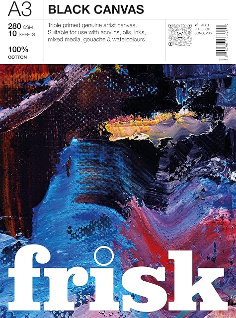 Frisk Black Canvas Pad 280gsm 10sheets A3