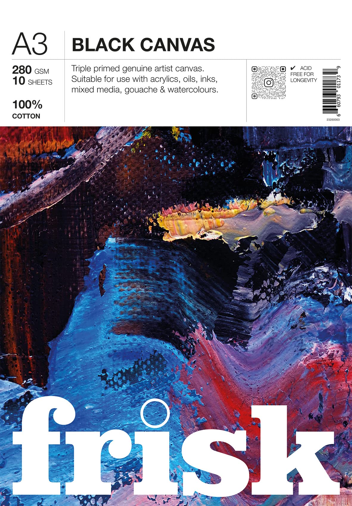 Frisk Black Canvas Pad 280Gsm 10Sheets A3
