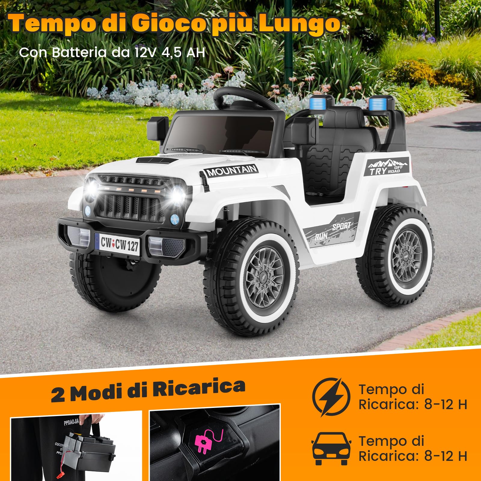 RELAX4LIFE 6V Moto Elettrica Per Bambini, Velocità 2-3 Km/h Con 3 Ruote Luci Clacson E Musica Portata Di 25 Kg 805 X 41 X 515 Cm