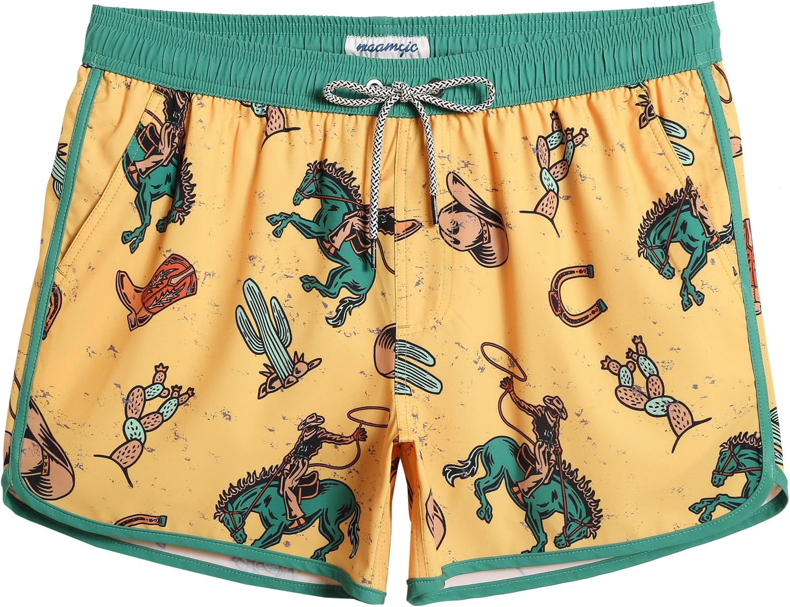 Mens Swim Trunks Retro Swim Shorts 4 Way Stretch with Mesh Vintage 80s 90s Quick Dry Swimsuits Board Shorts