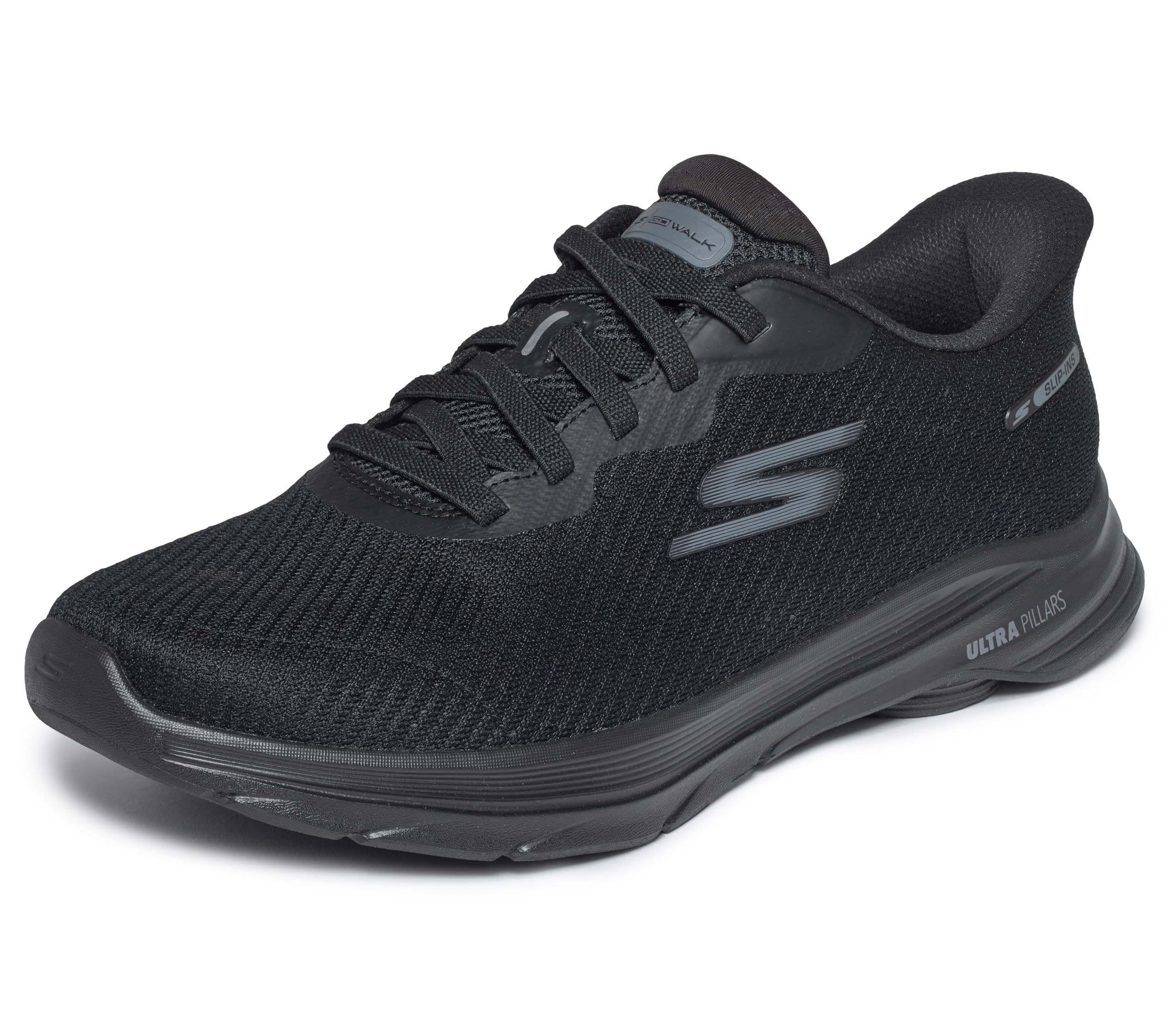 Skechers Men's Go Walk 8 Pate Slip-in Trainers, Black Textile, 9 UK