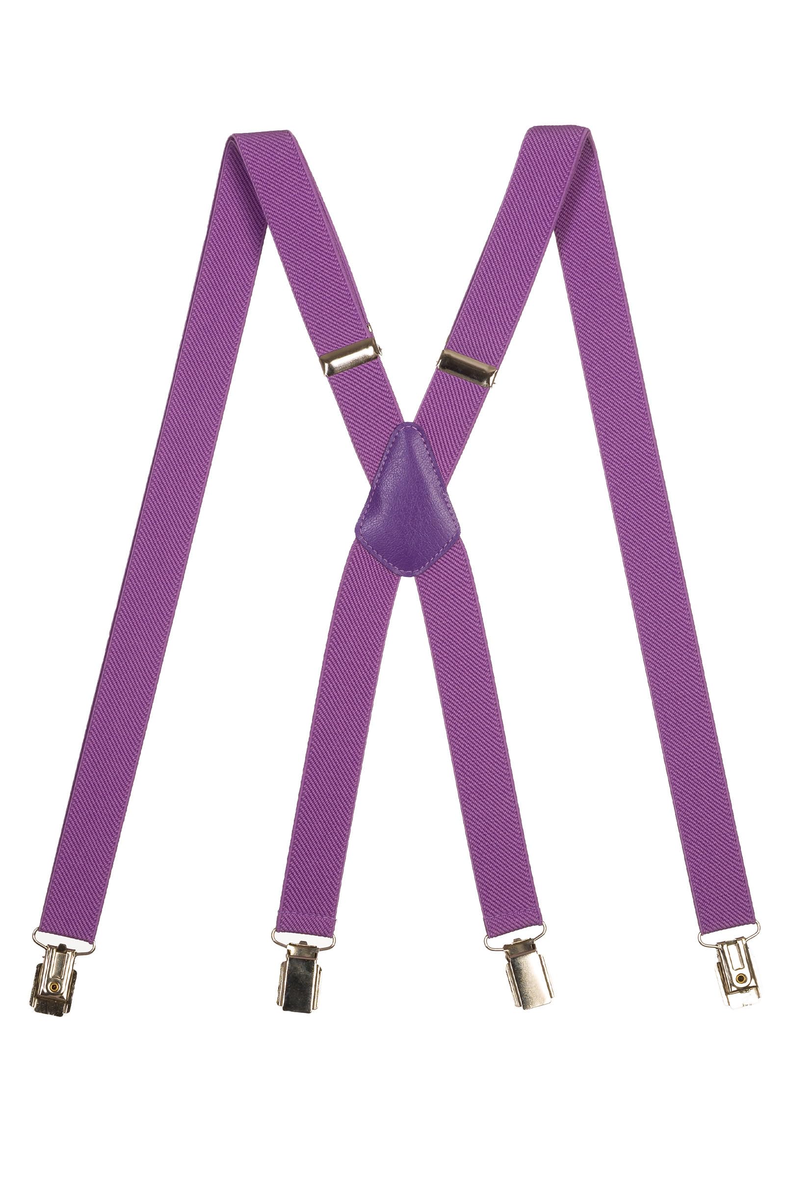 Olata Unisex Adjustable Skinny X-Shape Clip on Braces/Suspenders with Metal Clips - 2.5cm. Lilac