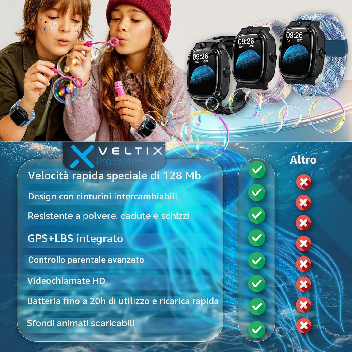 VELTIX Nuovo Orologio Intelligente X Pro 2 Cinturini Gratuiti Smartwatch Per Con GPS E Chiamate Bambina Per, Bambini Bambini, 4G